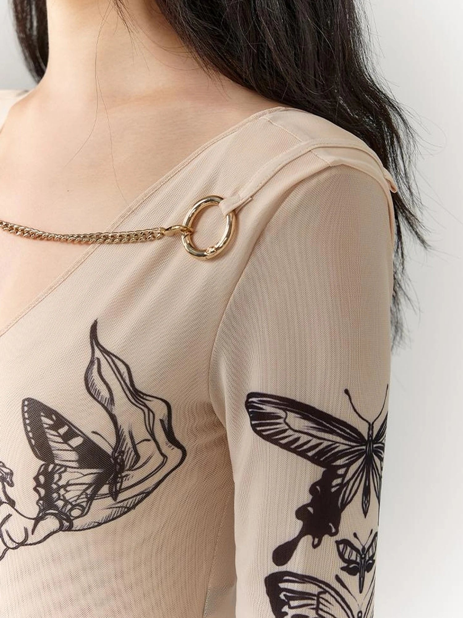 OfAkiva Butterfly Print Long Sleeve Bodysuit