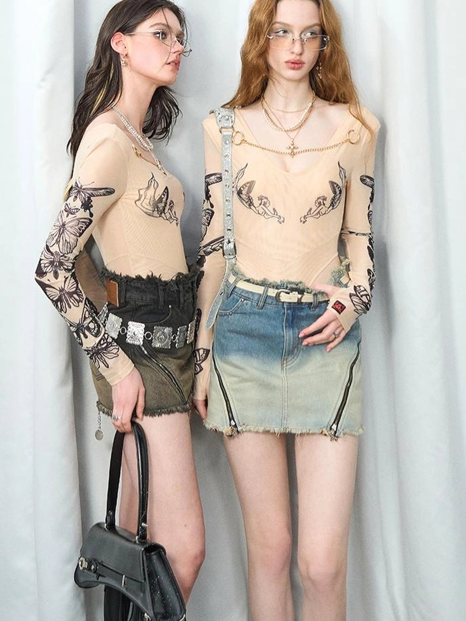 OfAkiva Butterfly Print Long Sleeve Bodysuit