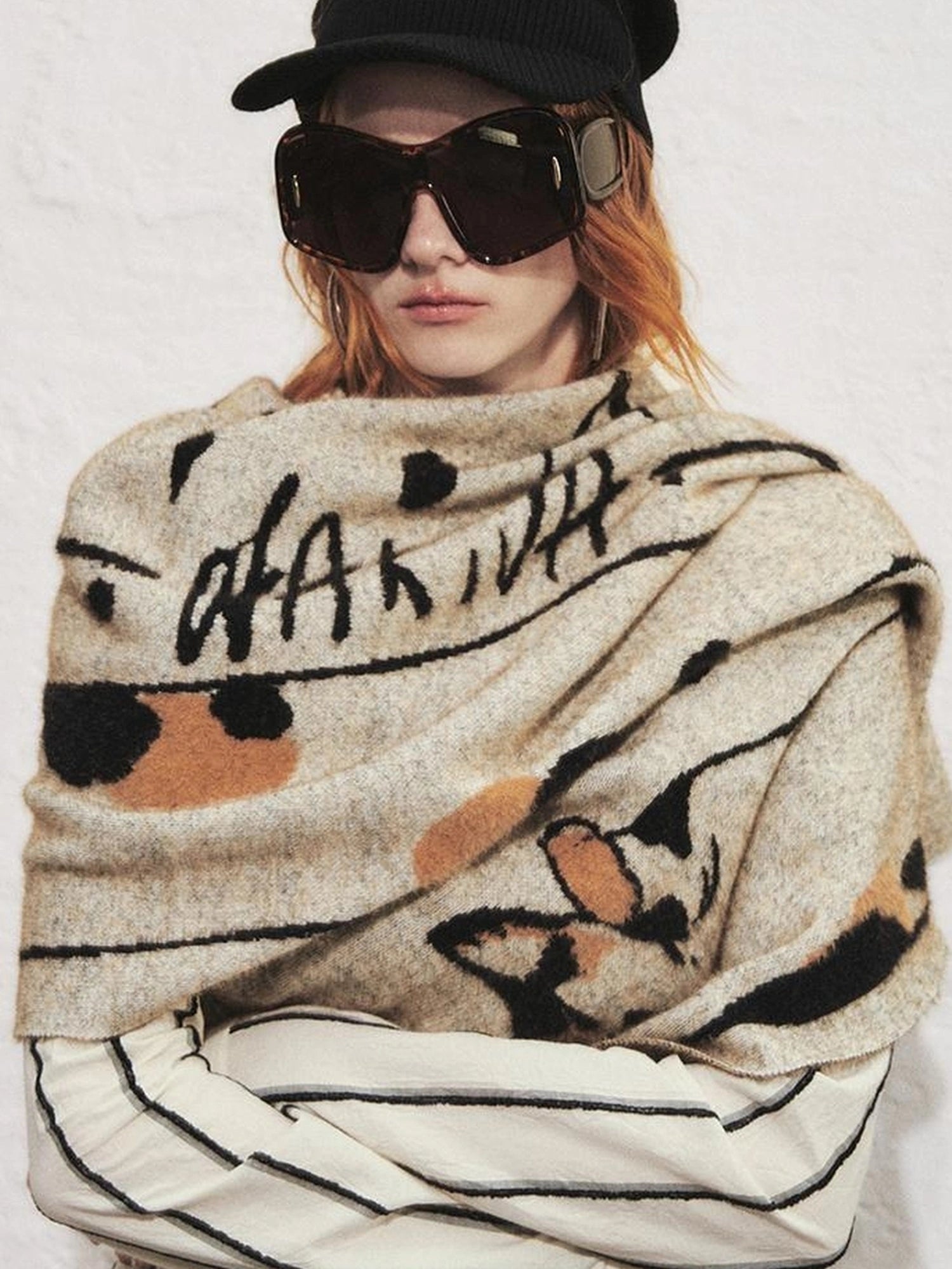 Carlton Striped Color Block Orchid Embroidery Puff Sleeve Shirt