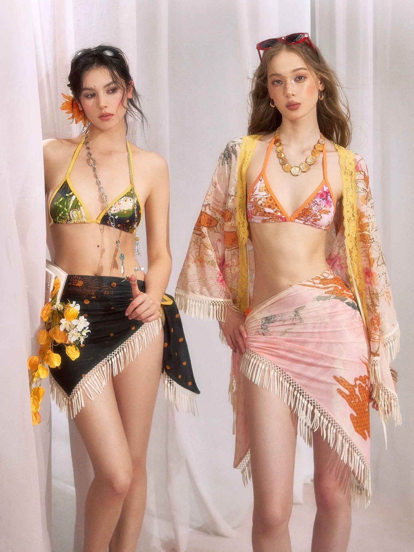 OfAkiva Cloud Ink Wash Tropical Floral Printed Women&