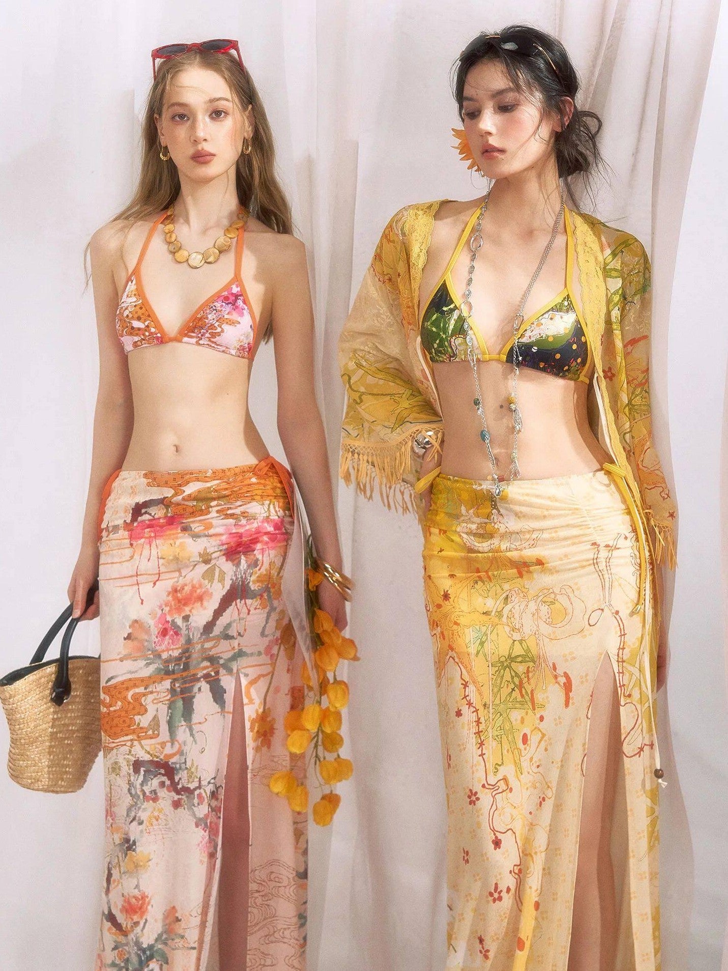 OfAkiva Cloud Ink Wash Tropical Floral Printed Women&