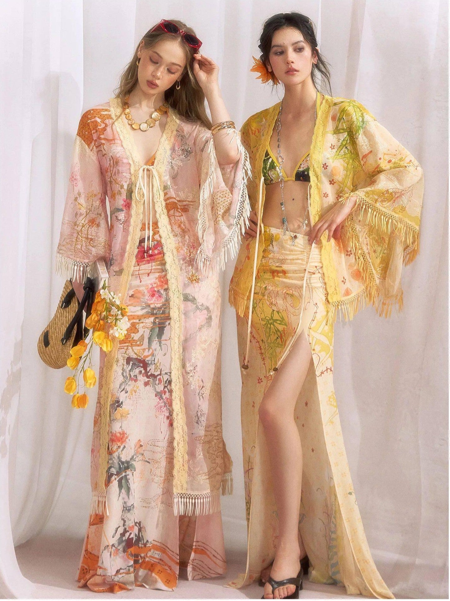 OfAkiva Cloud Ink Wash Tropical Floral Printed Women&