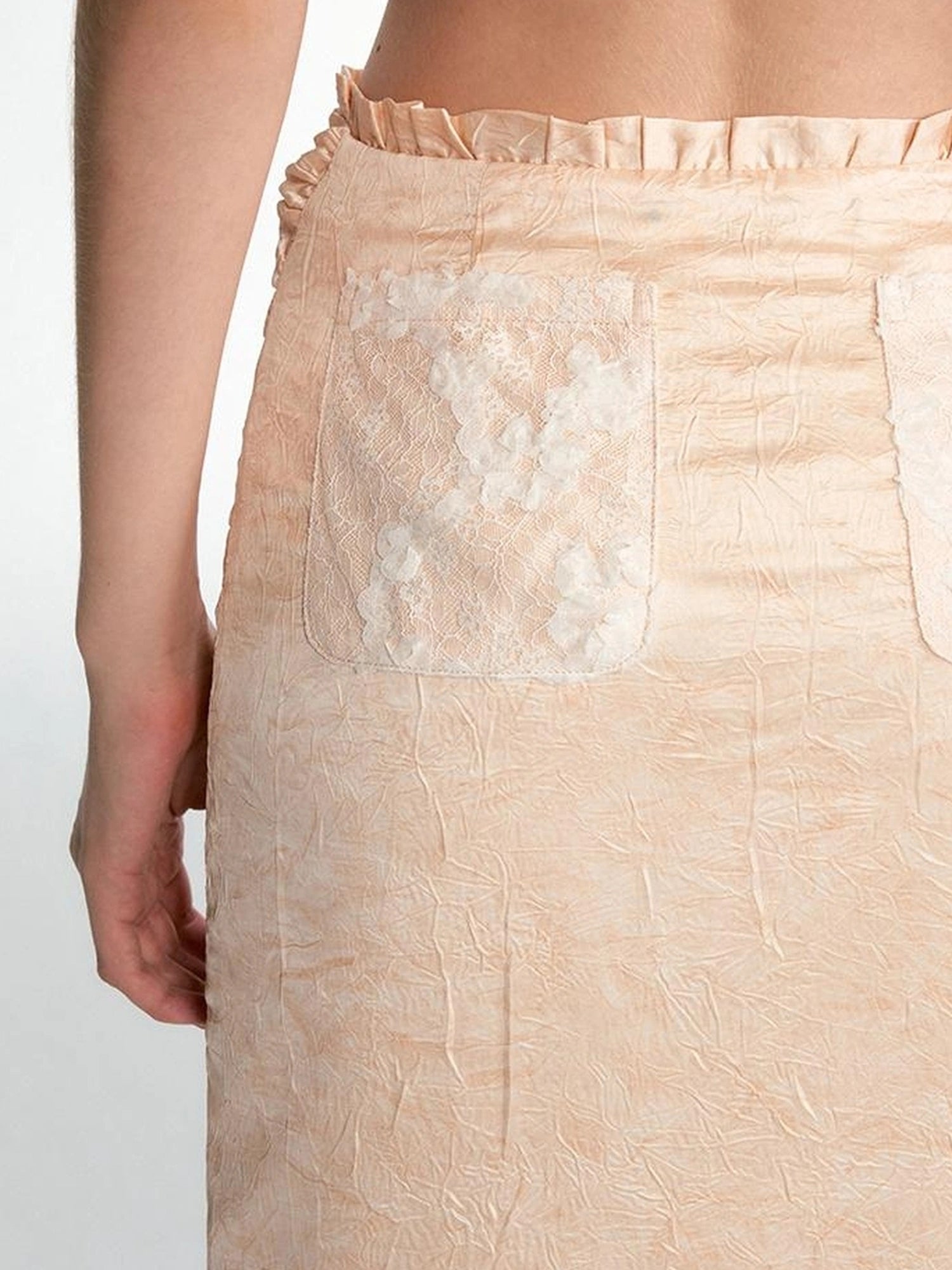 OfAkiva Crescent Window Pleated Satin Wrap Skirt