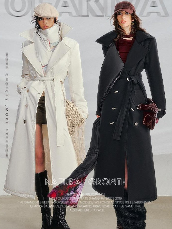 OfAkiva Detachable Hood Double Collar Fur Women&