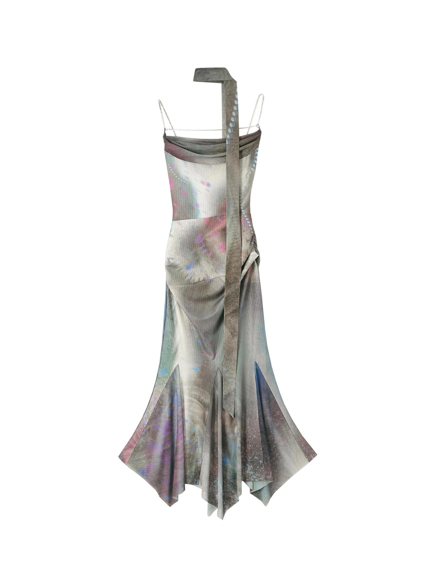 OfAkiva Diamond Chain Print Daisy Slip V-neck Dress