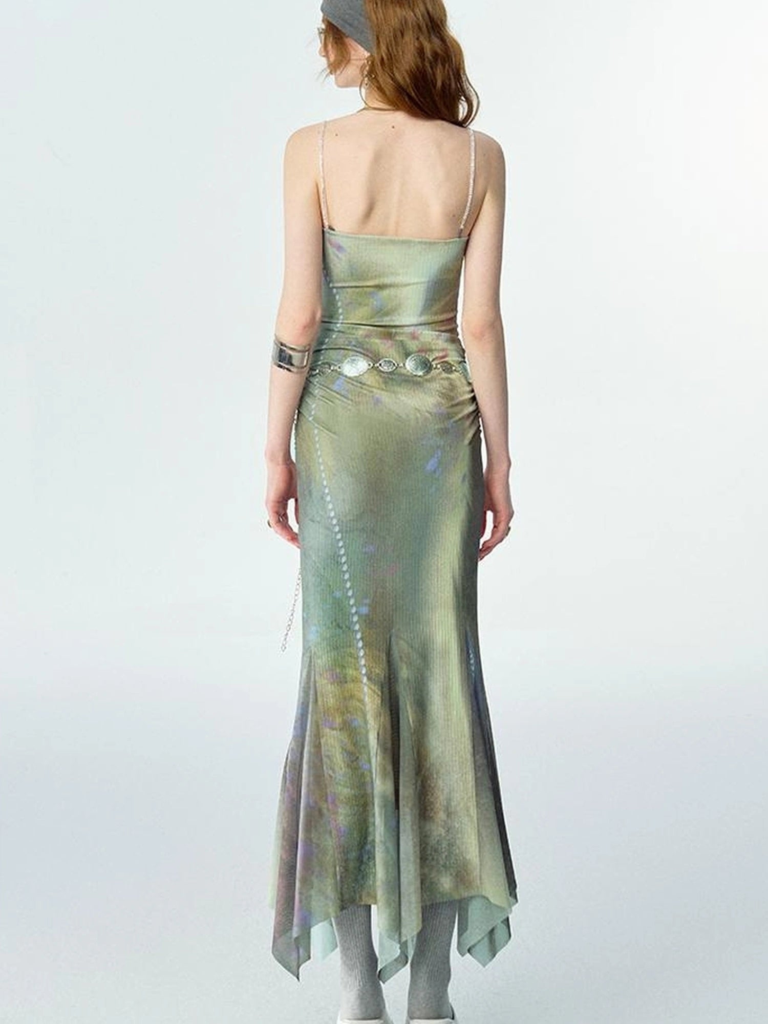 OfAkiva Diamond Chain Print Daisy Slip V-neck Dress