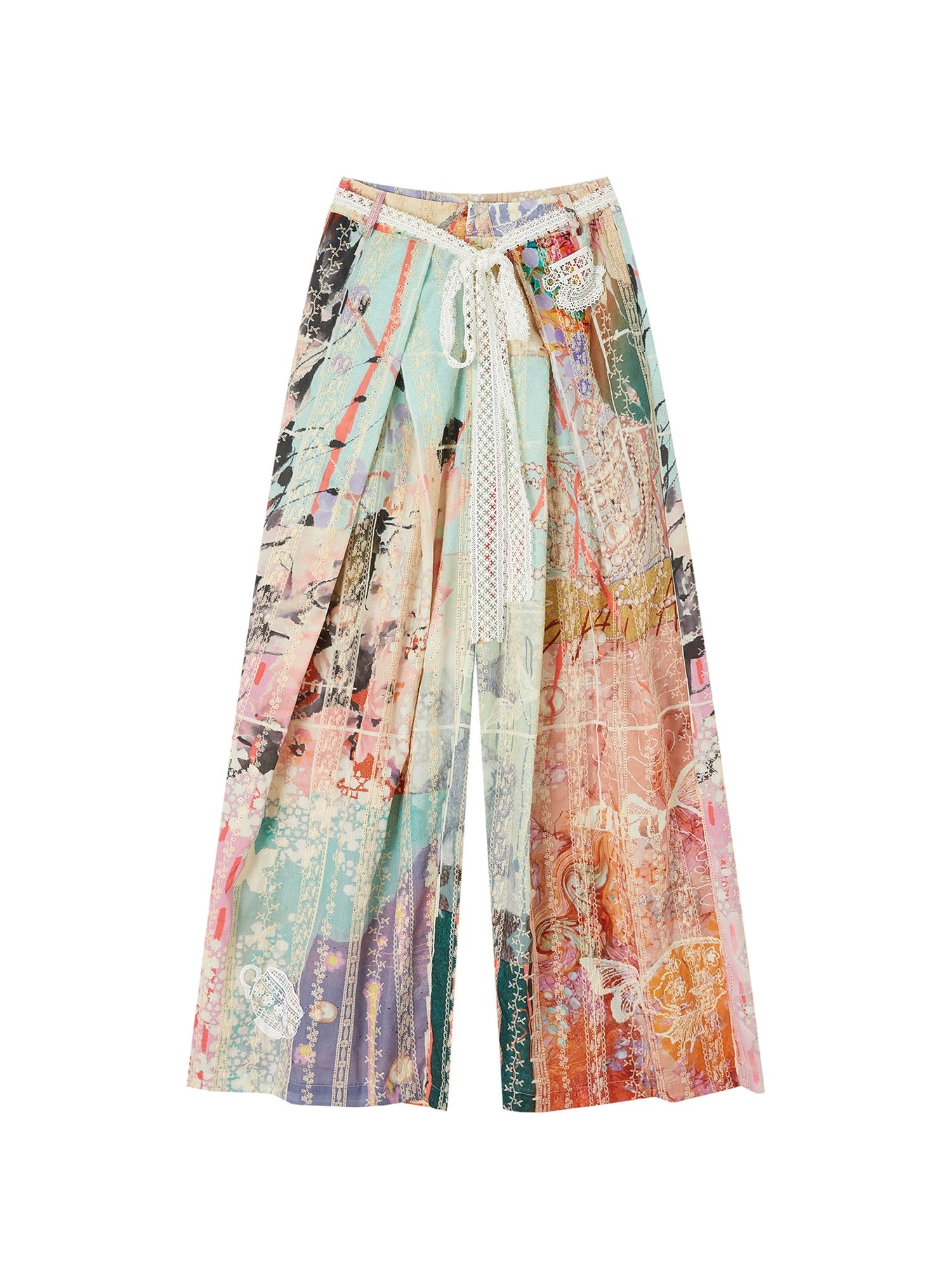 OfAkiva Dream Fragment Structural Line Print Pleated Embroidered Women&