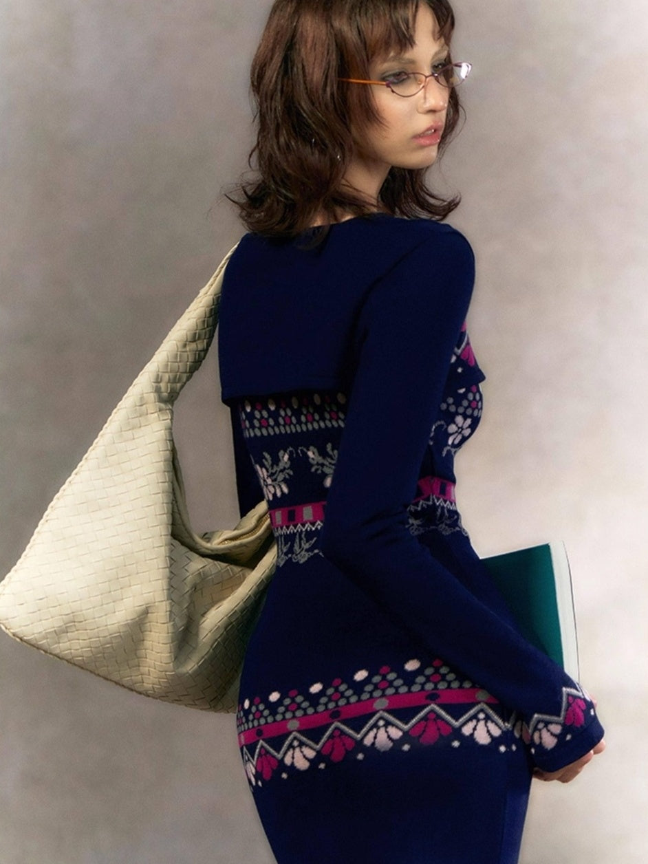 OfAkiva Exquisite High Waist Two Piece Knit Mermaid Long Sleeve Women Maxi Dresses