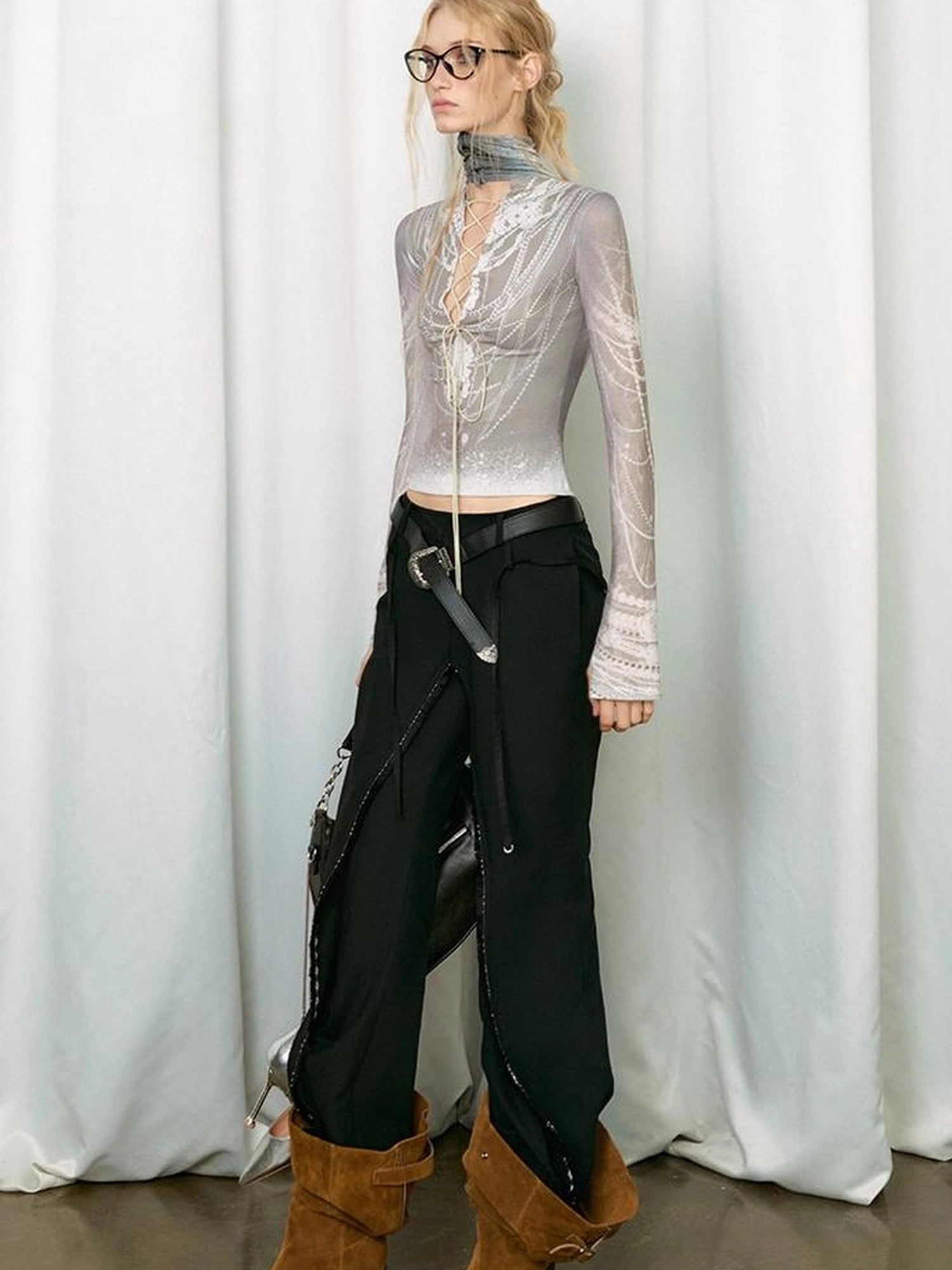 OfAkiva Fakiva Double Layer Fringe Trousers