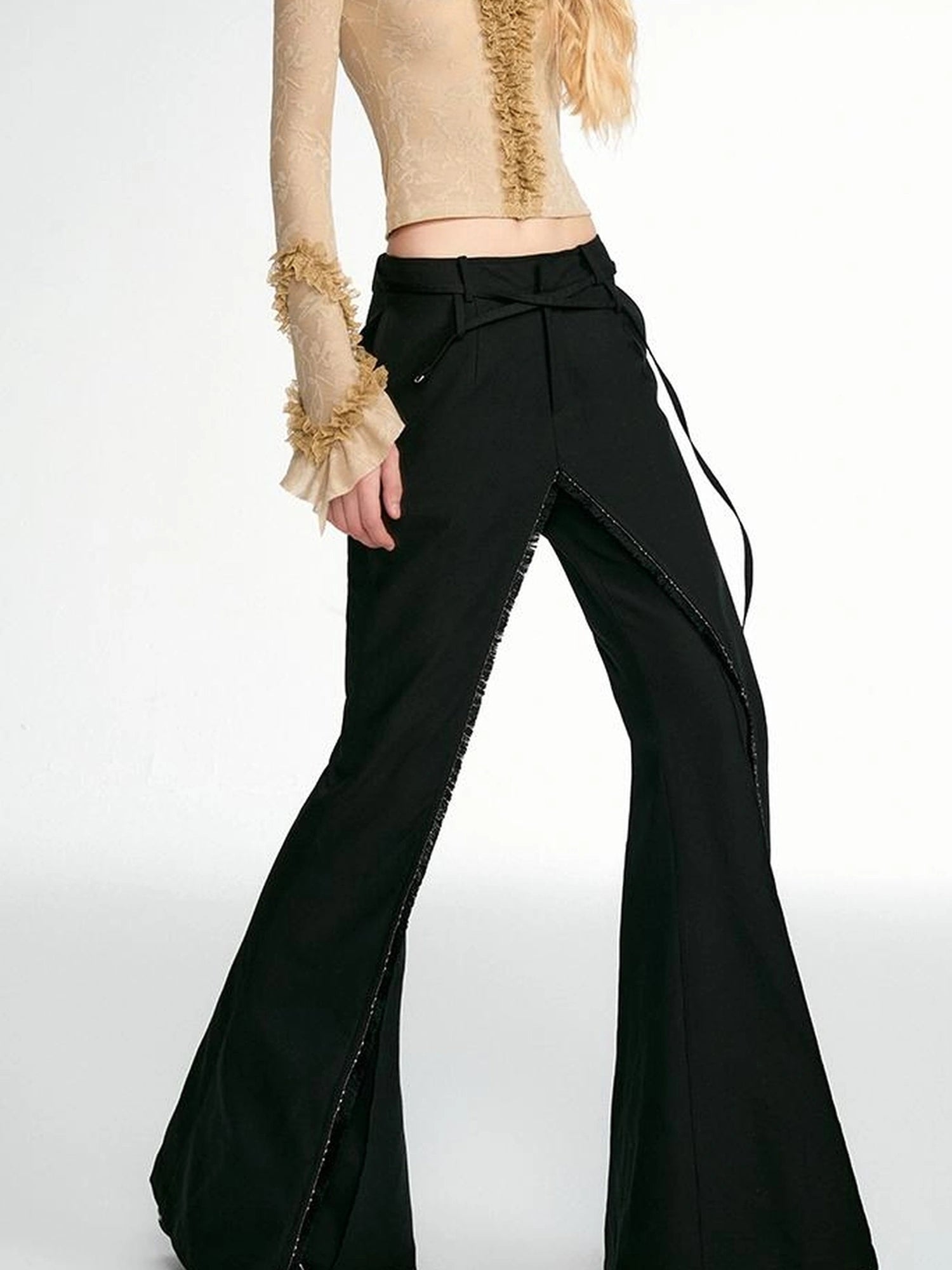 OfAkiva Fakiva Double Layer Fringe Trousers