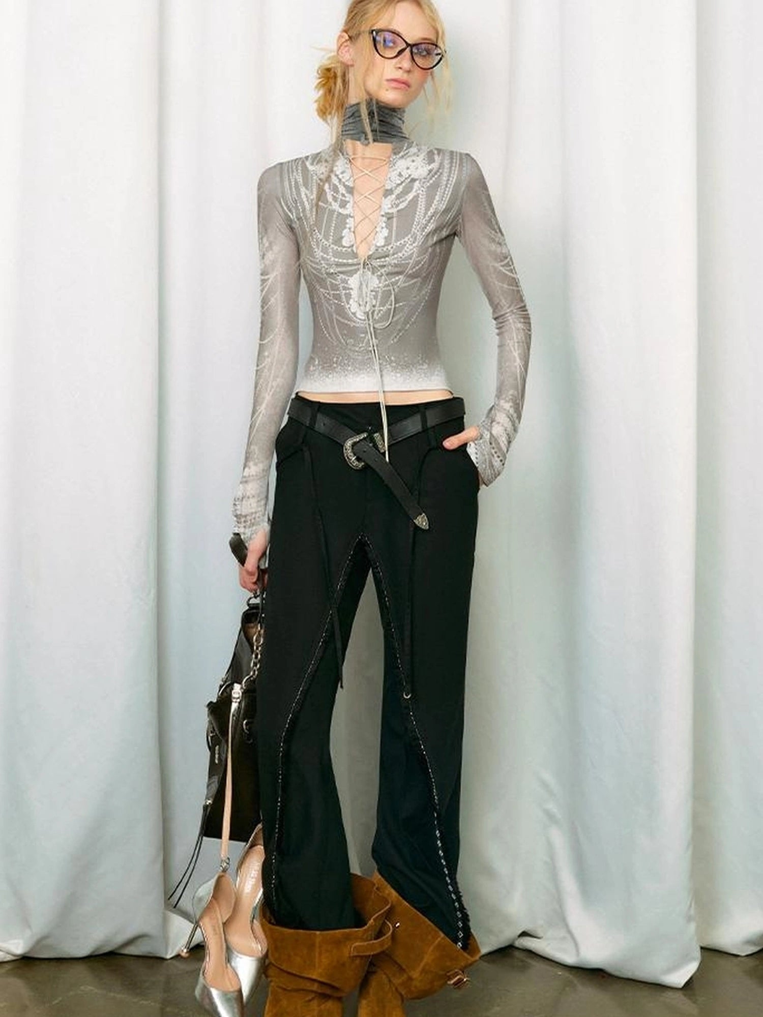 OfAkiva Fakiva Double Layer Fringe Trousers