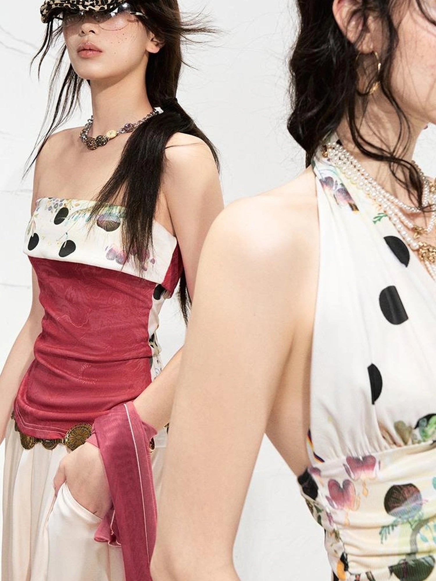 OfAkiva Fantasy Flora Dot Print Halter Top