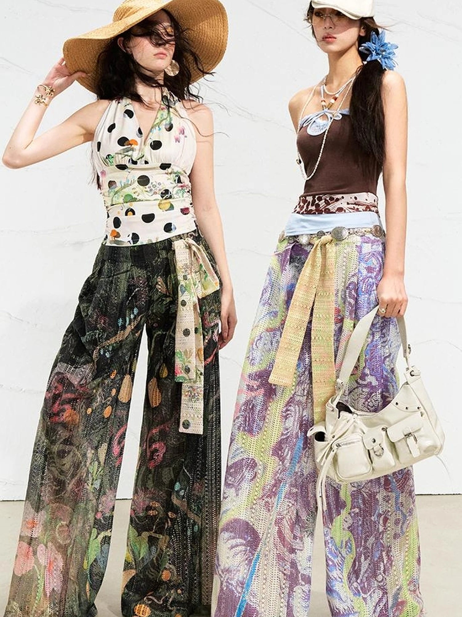 OfAkiva Fantasy Flora Dot Print Halter Top