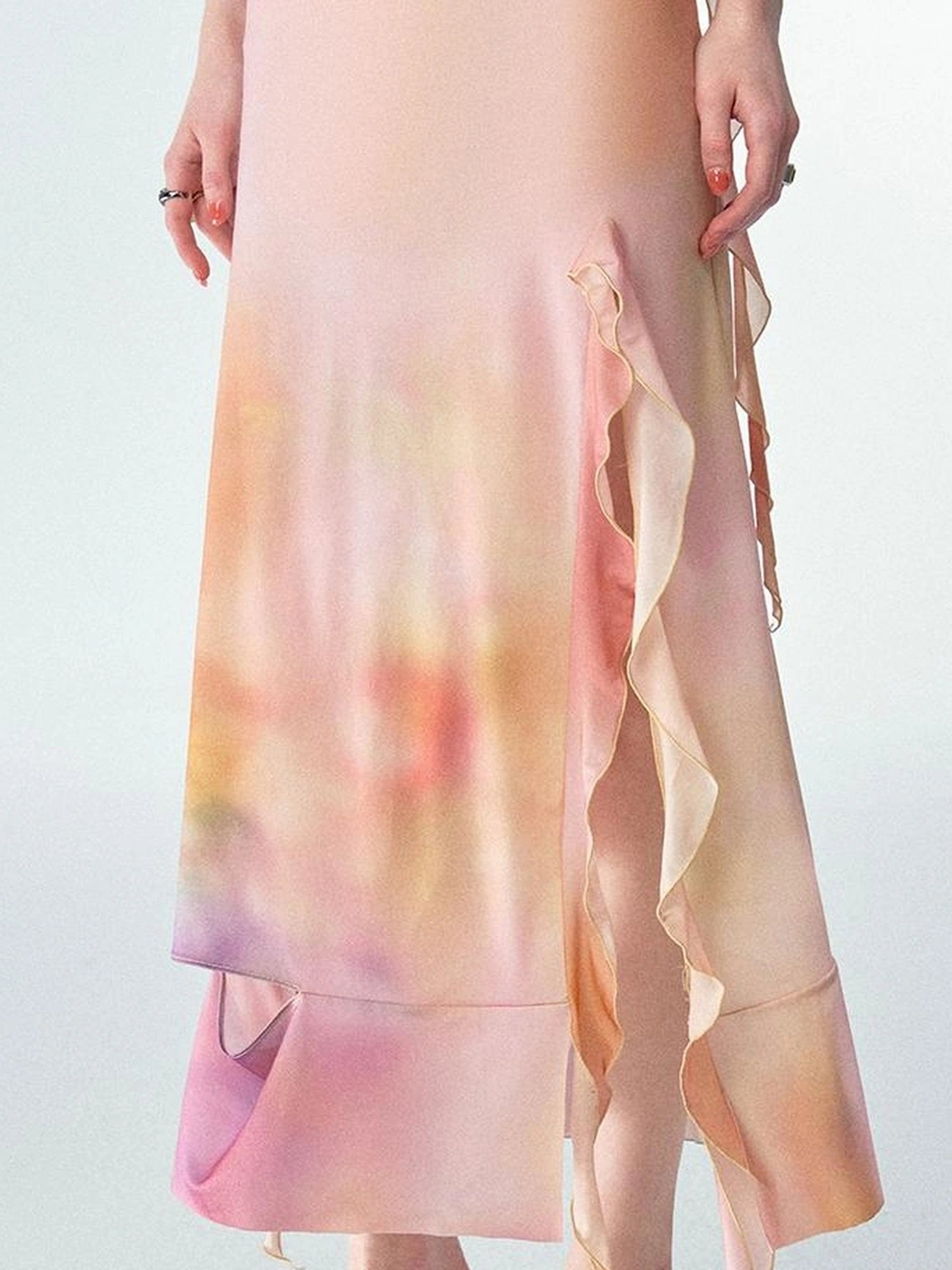 OfAkiva Floral Chiffon Knit Wrap Dress