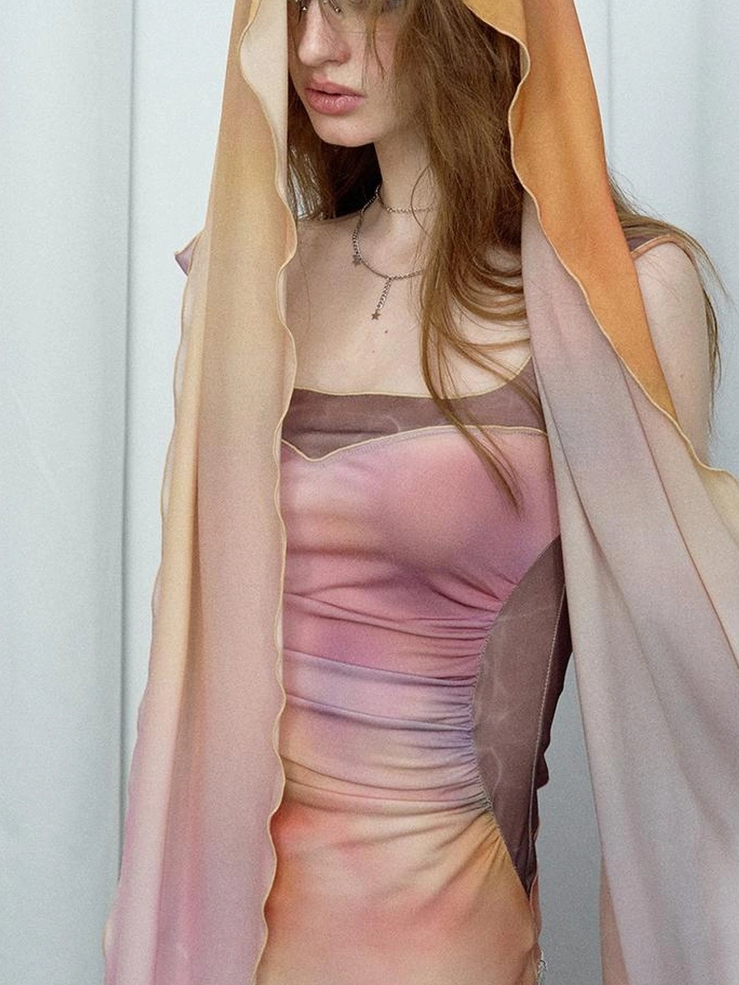 OfAkiva Floral Chiffon Knit Wrap Dress