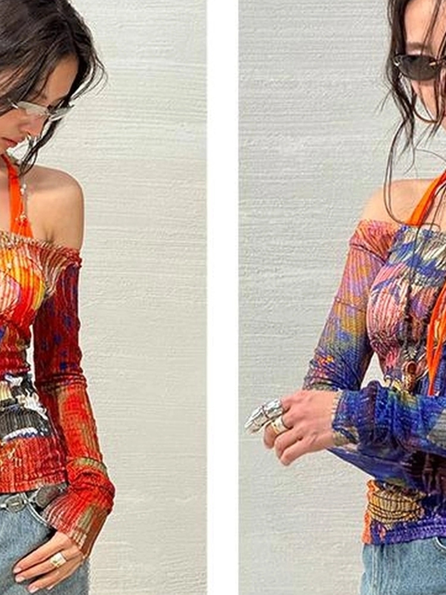 OfAkiva Floral Lace Shoulder Cutout Fitted Top