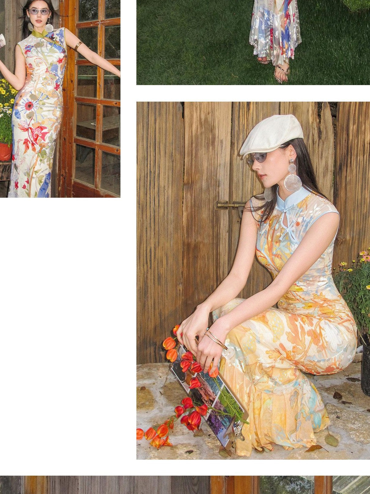 OfAkiva Floral Print Cheongsam Mermaid Women&