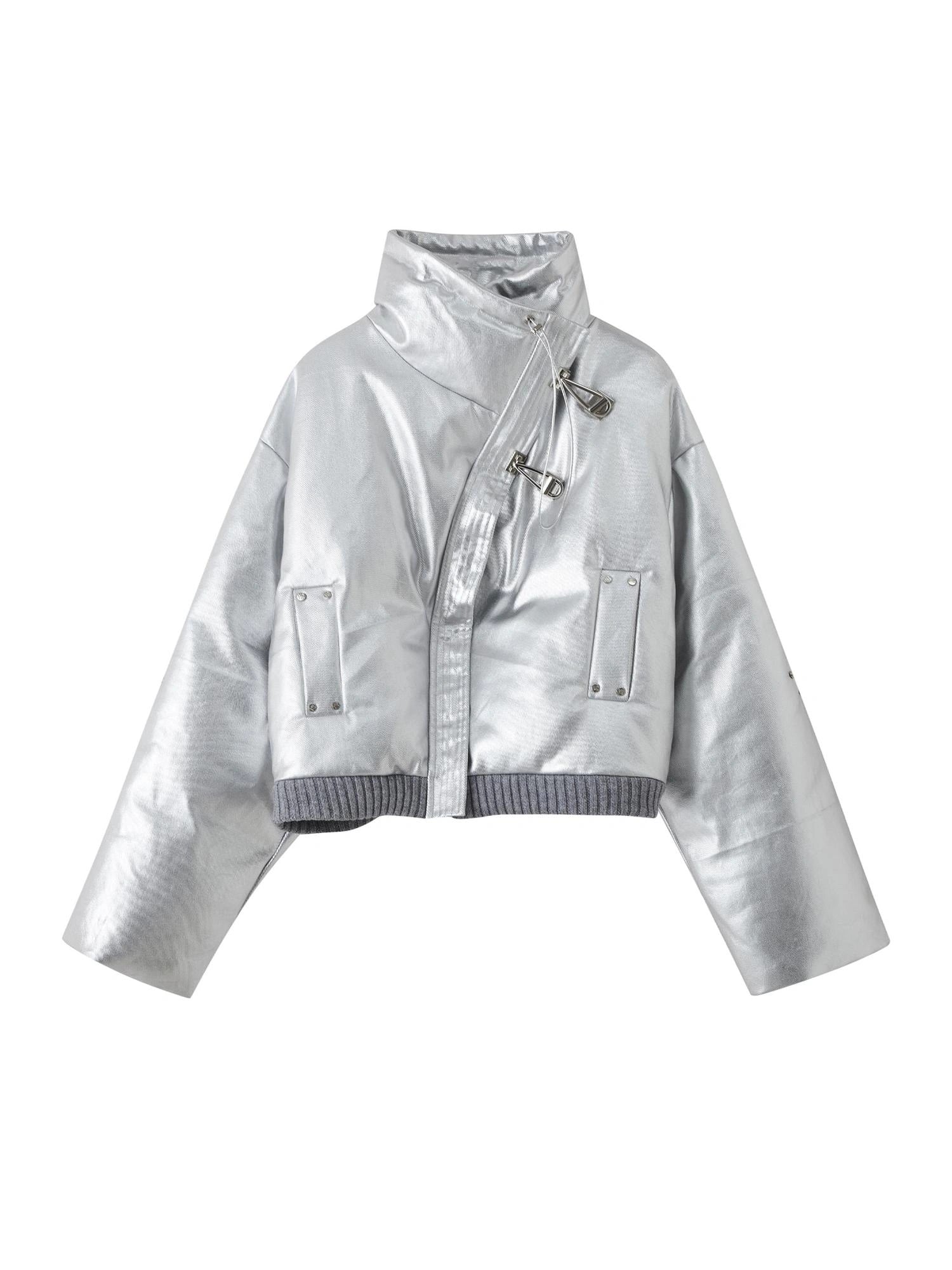 OfAkiva Fluid Sheen Metallic Short Puffer