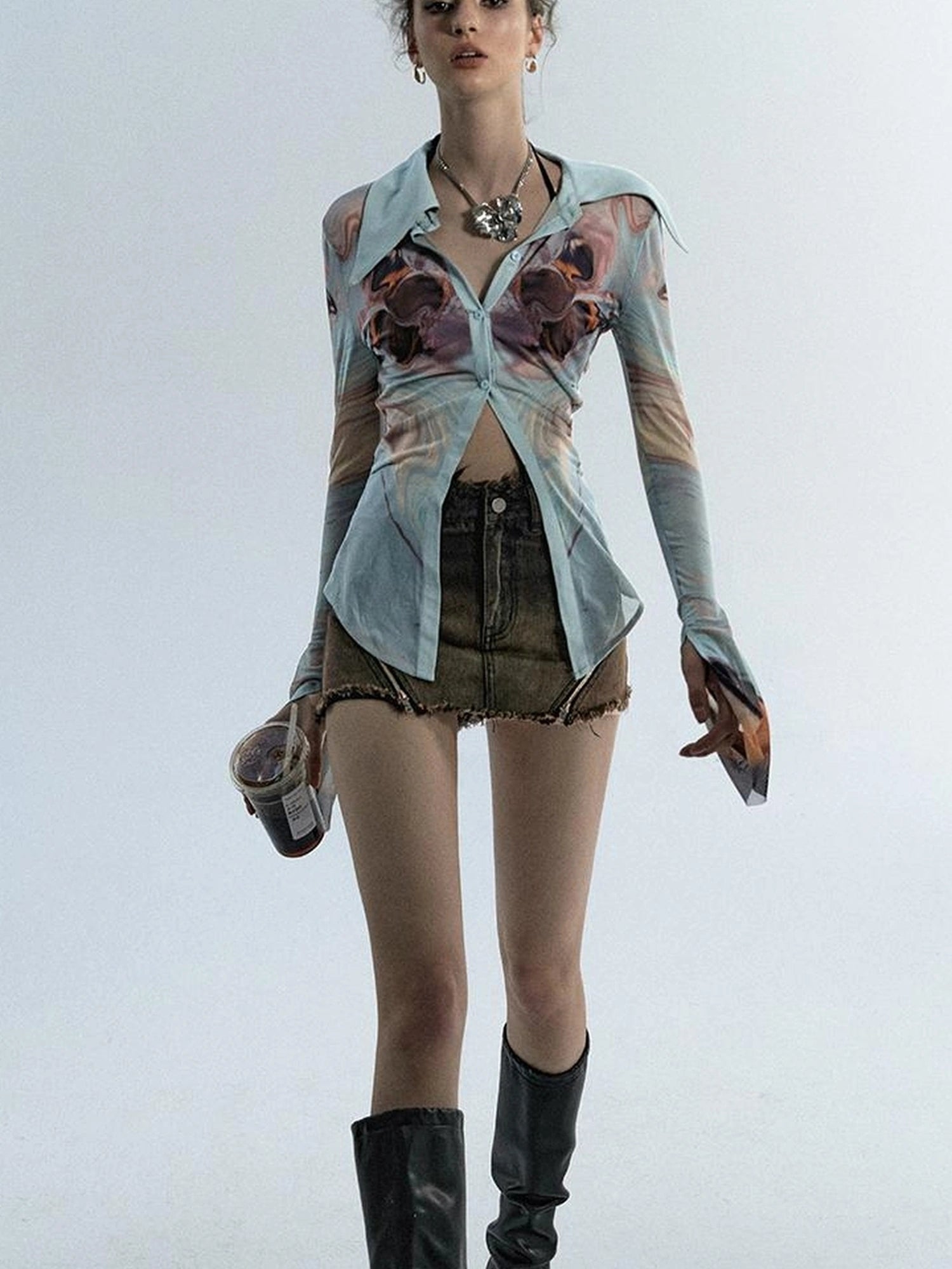 OfAkiva Gagosian Print Embroidered Shirt