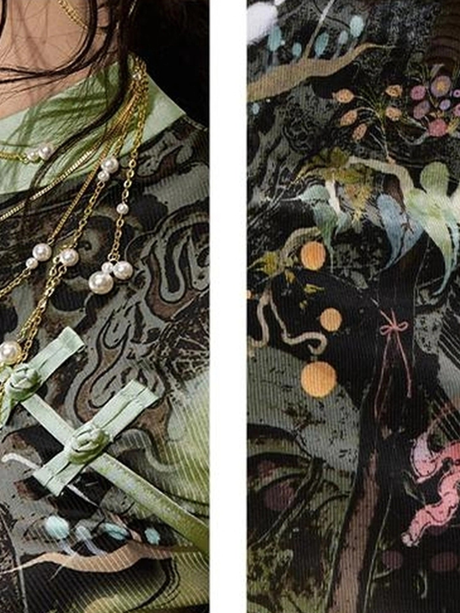 OfAkiva Galactic River Forest Qipao Dress