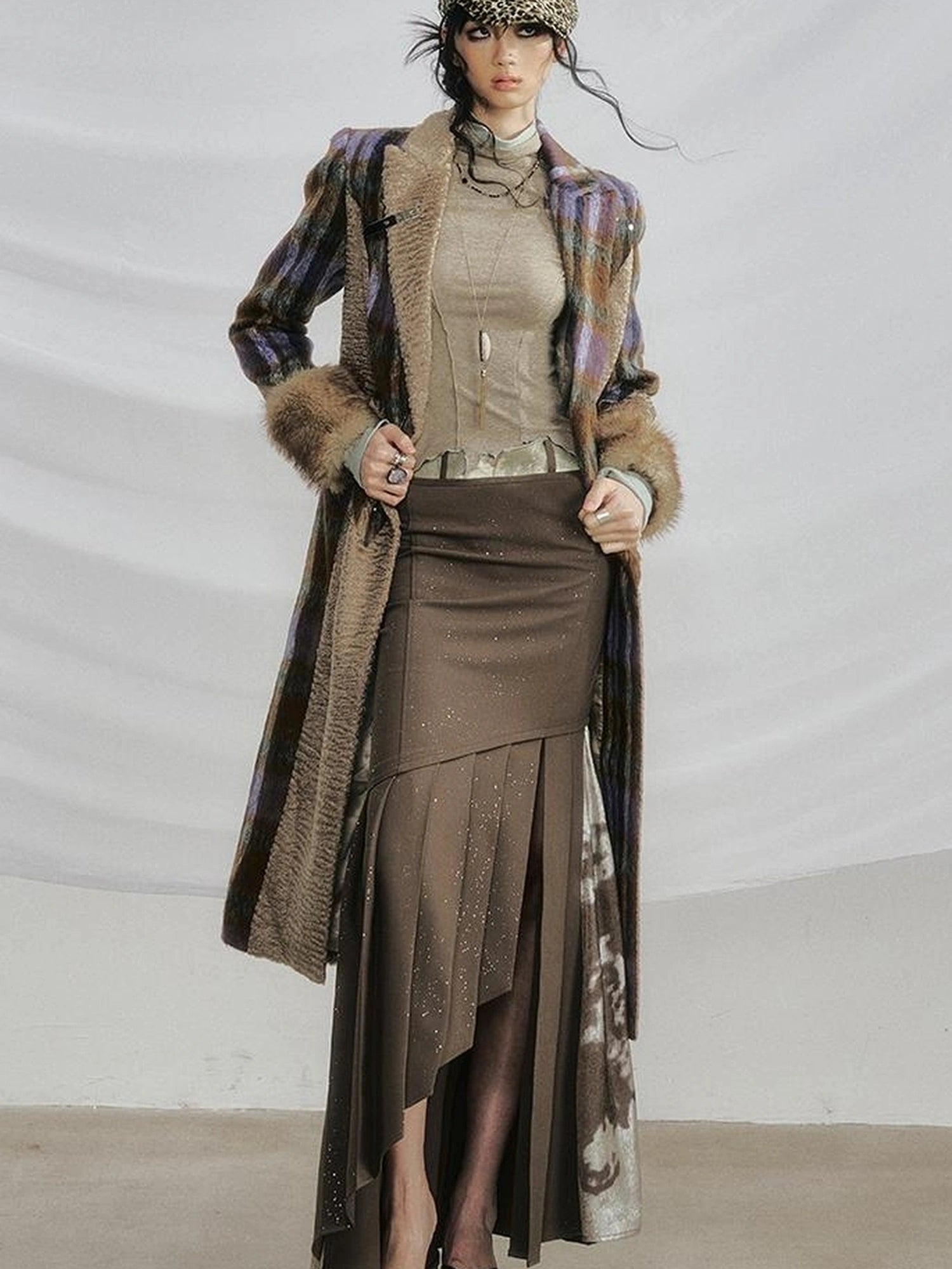 OfAkiva Galaxy Glitter Pleated Mermaid Skirt