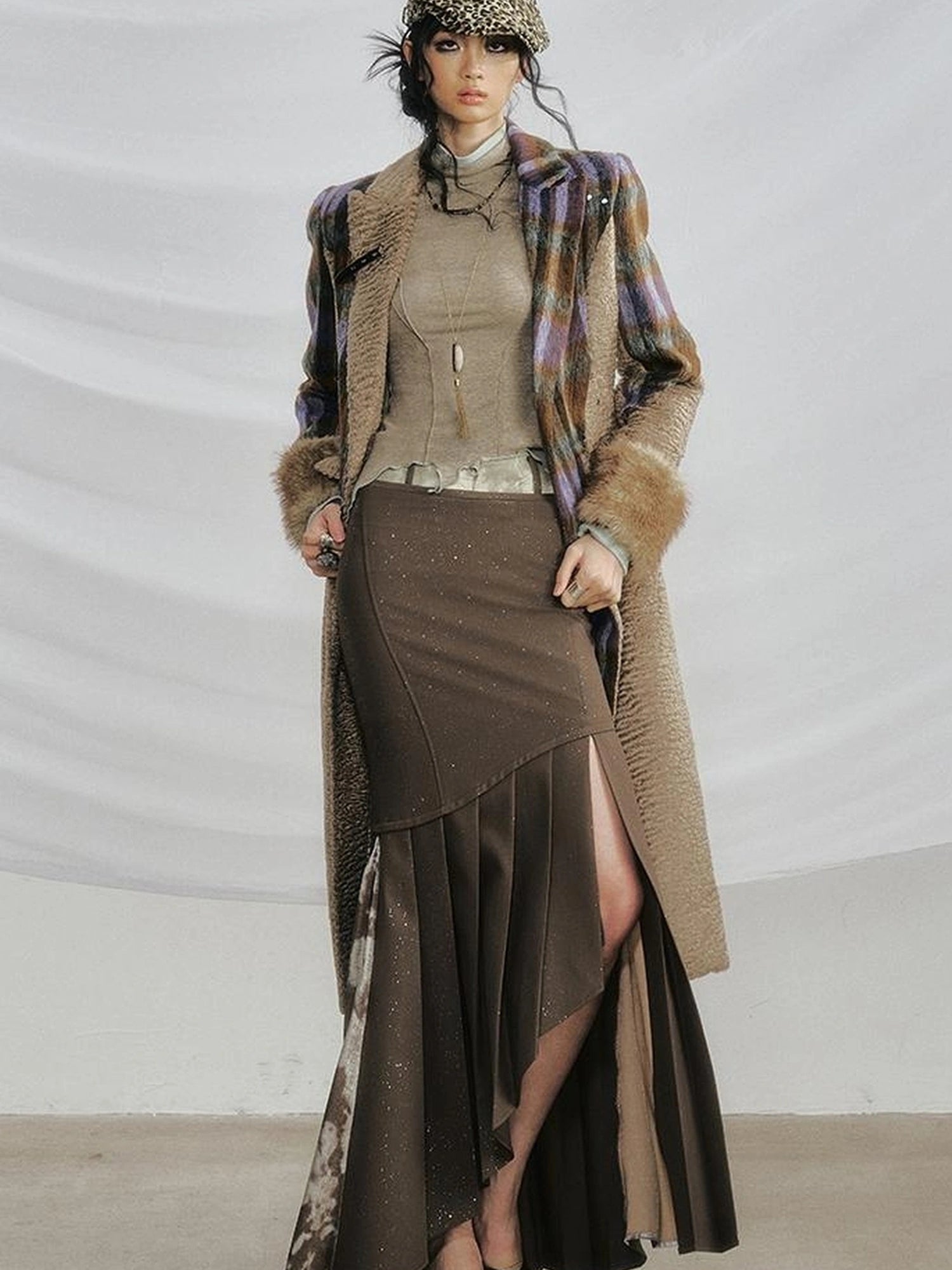 OfAkiva Galaxy Glitter Pleated Mermaid Skirt