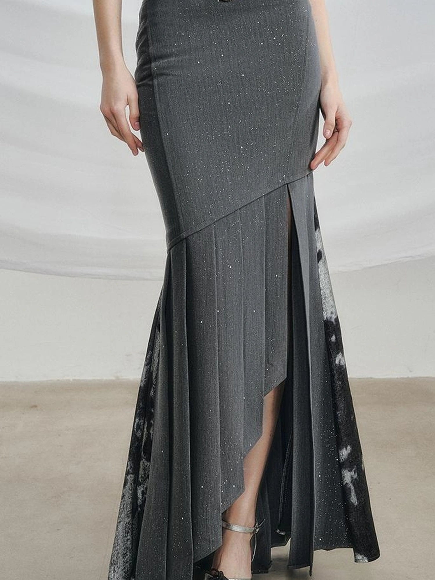 OfAkiva Galaxy Glitter Pleated Mermaid Skirt