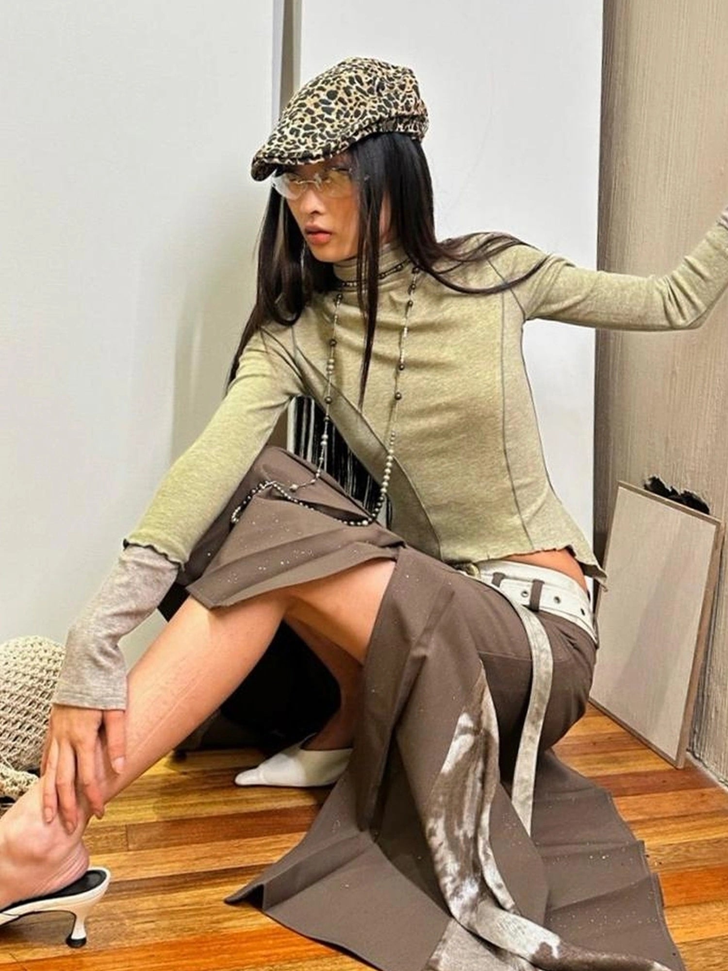 OfAkiva Galaxy Glitter Pleated Mermaid Skirt