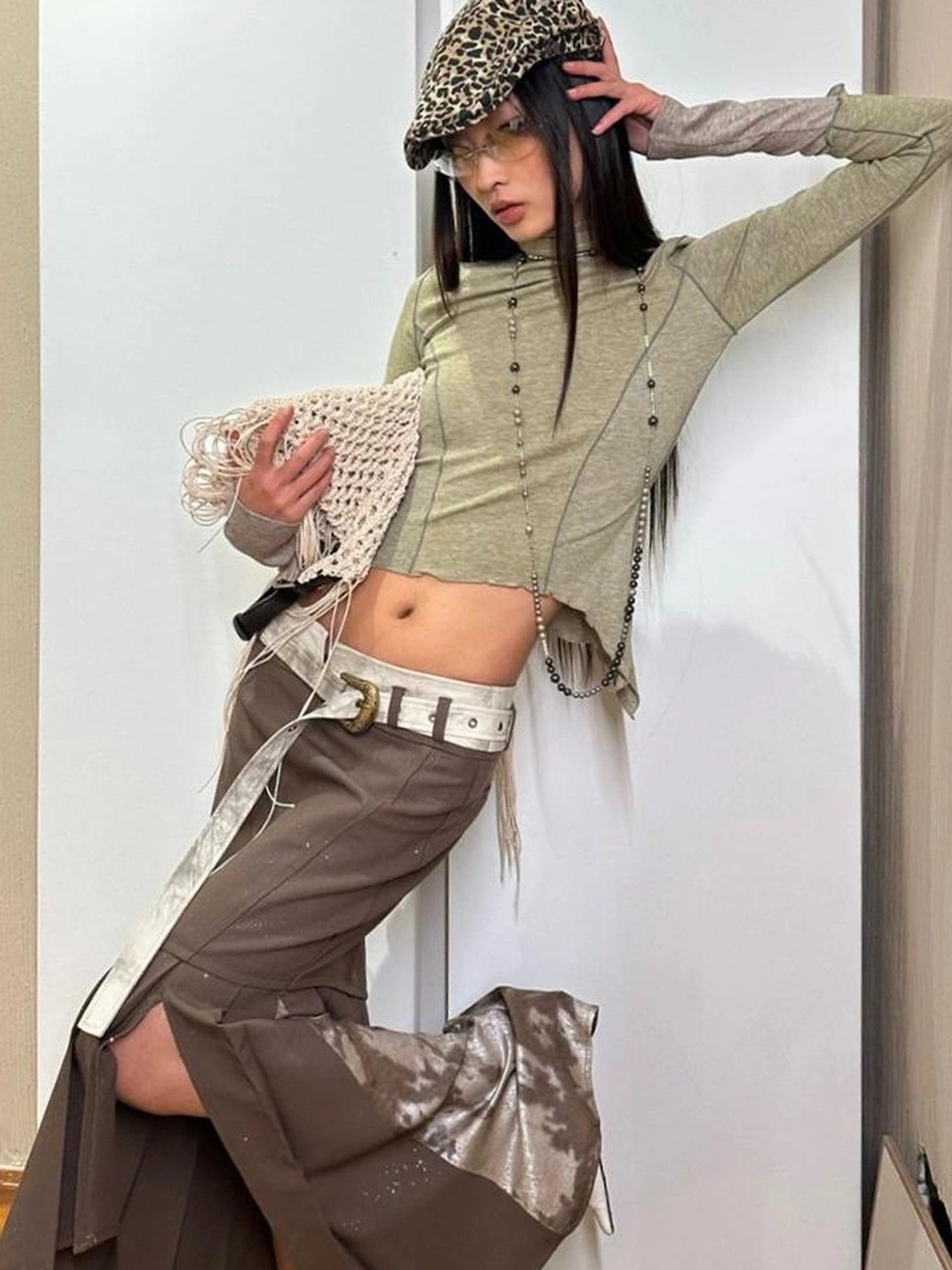 OfAkiva Galaxy Glitter Pleated Mermaid Skirt