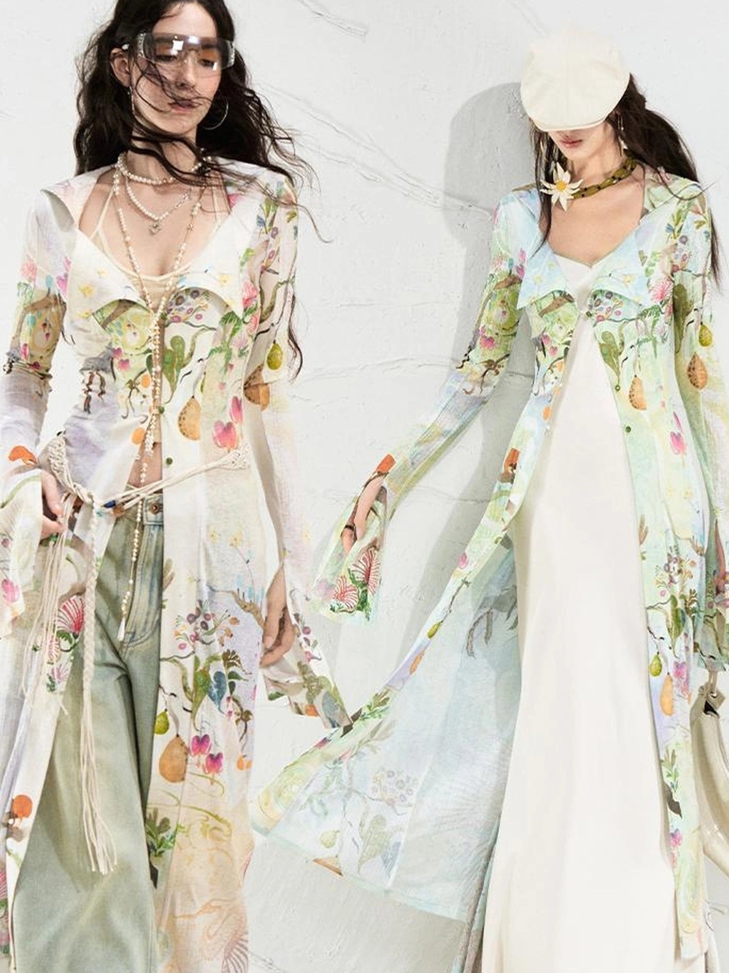 OfAkiva Golden Jade Osmanthus Fantasy Knit V-neck T-shirt Long-Sleeve