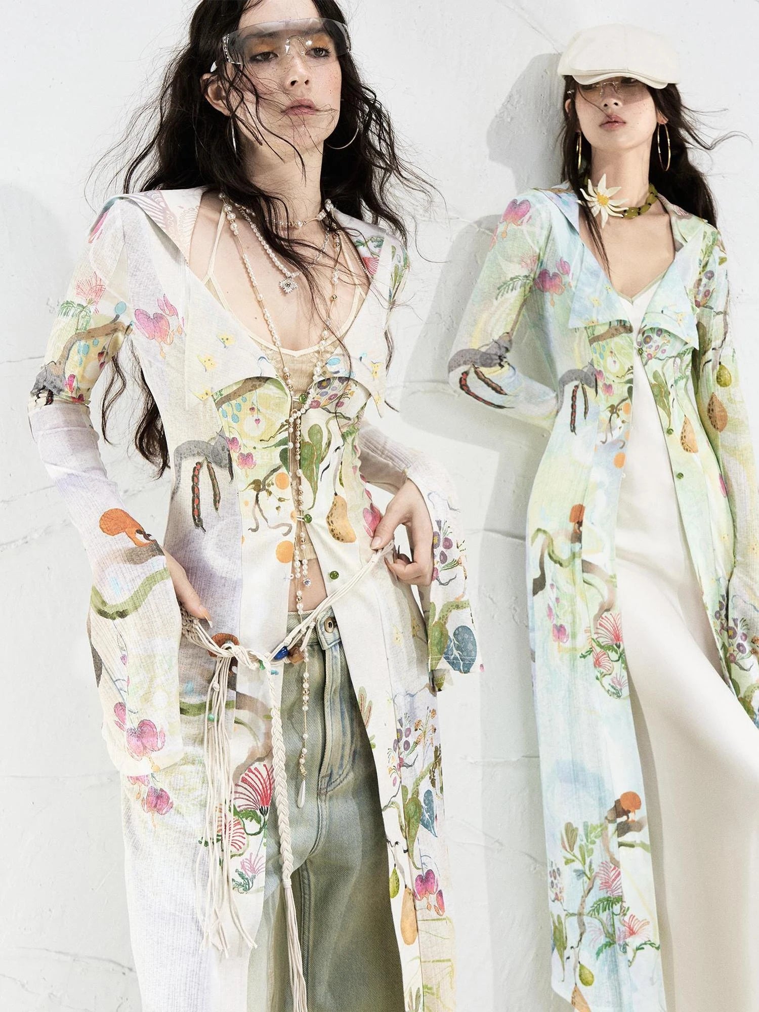 OfAkiva Golden Jade Osmanthus Fantasy Knit V-neck T-shirt Long-Sleeve