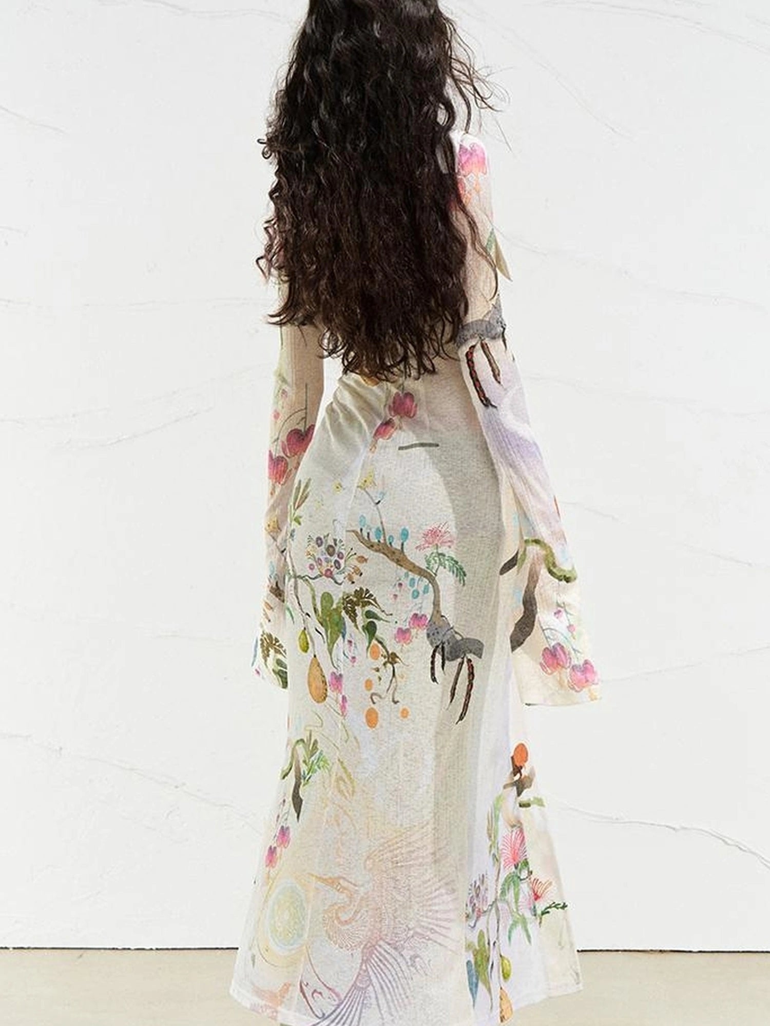 OfAkiva Golden Jade Osmanthus Fantasy Knit V-neck T-shirt Long-Sleeve