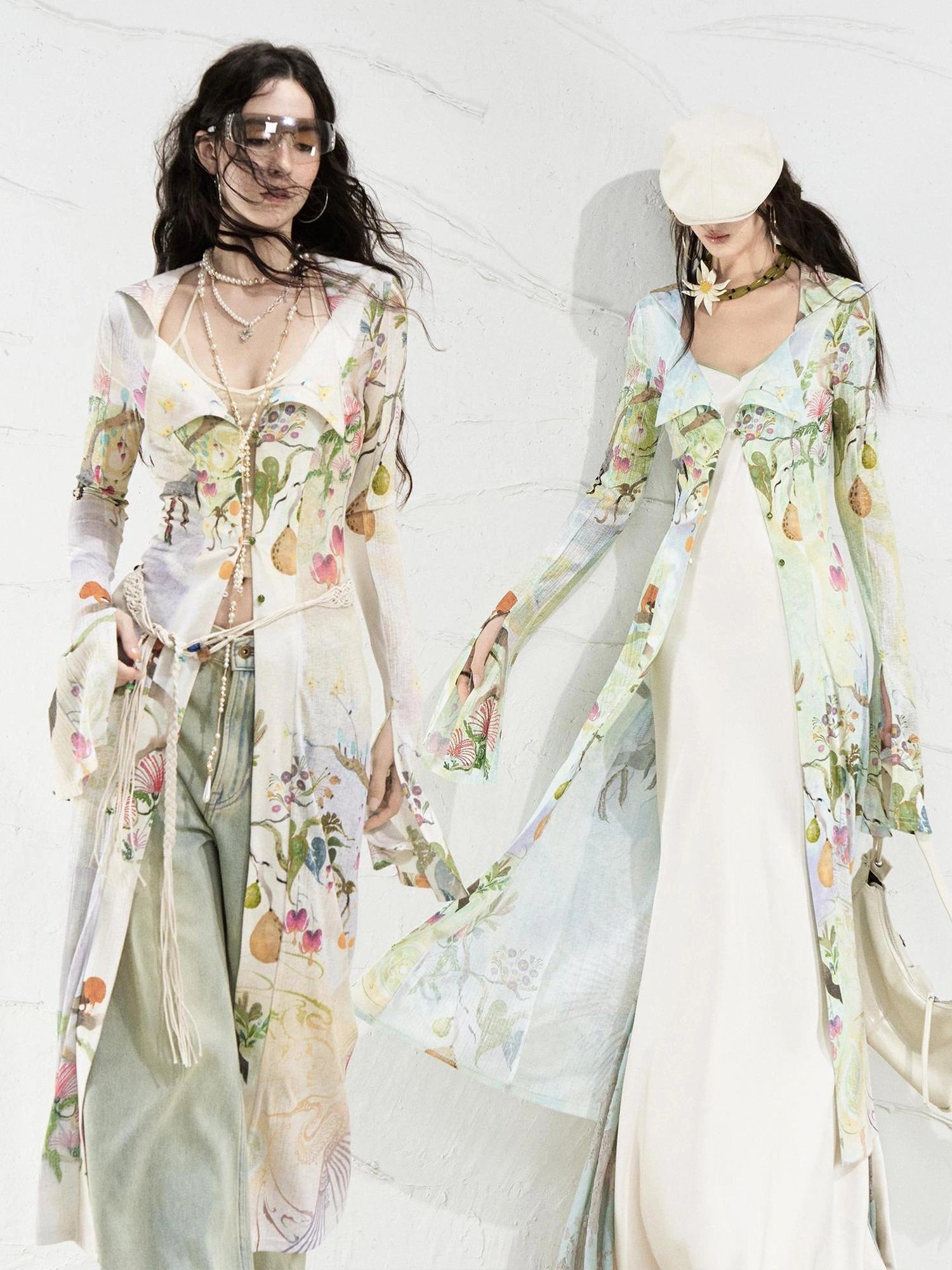 OfAkiva Golden Jade Osmanthus Fantasy Knit V-neck T-shirt Long-Sleeve