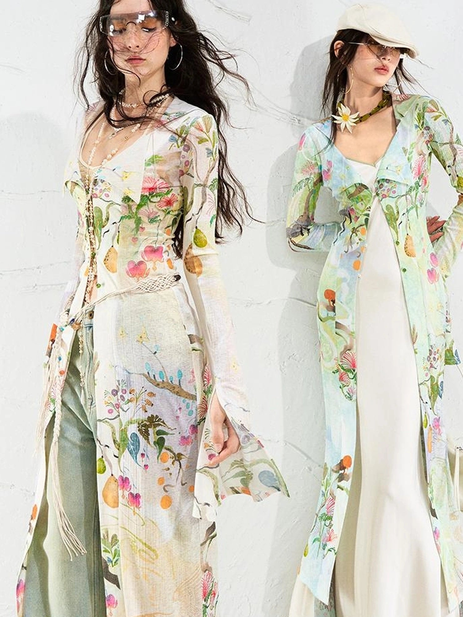 OfAkiva Golden Jade Osmanthus Fantasy Knit V-neck T-shirt Long-Sleeve