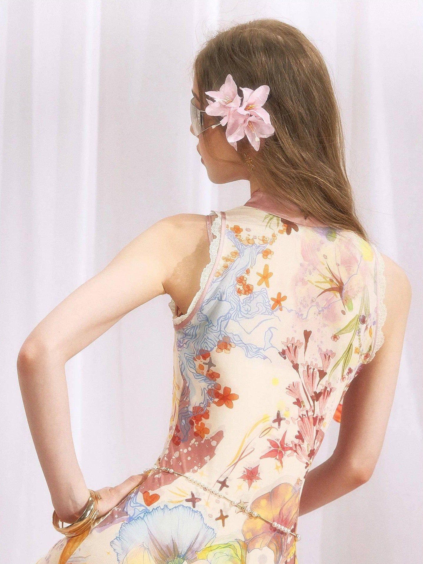OfAkiva Gradient Print Two Piece Sleeveless High Waist Women&