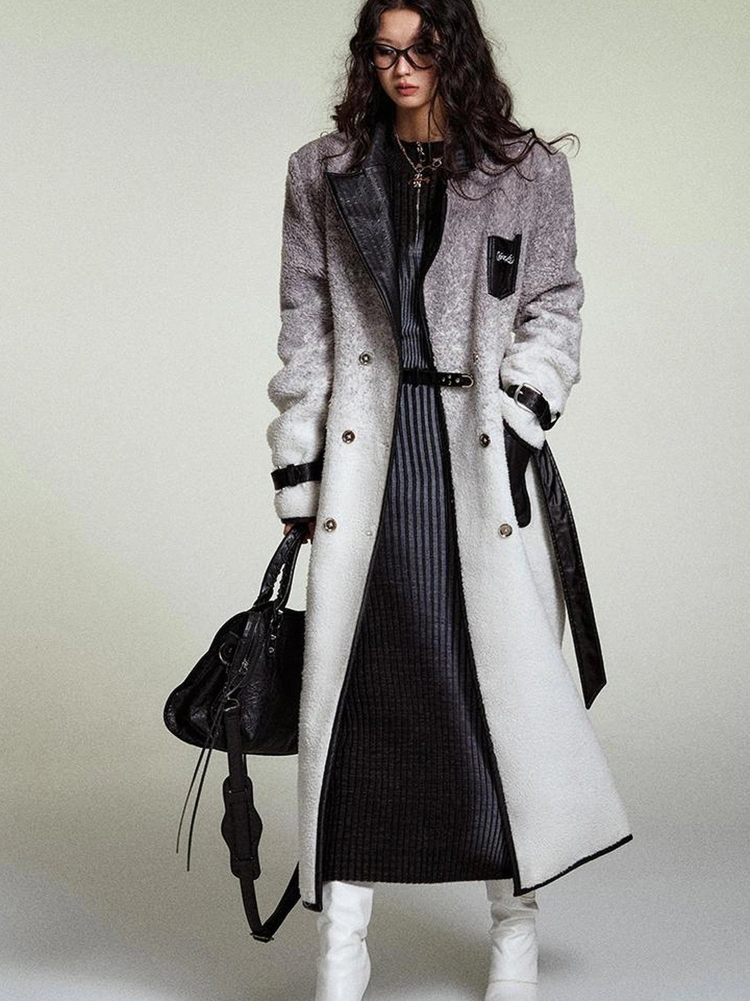 OfAkiva Gradient Quilted Wool Coat