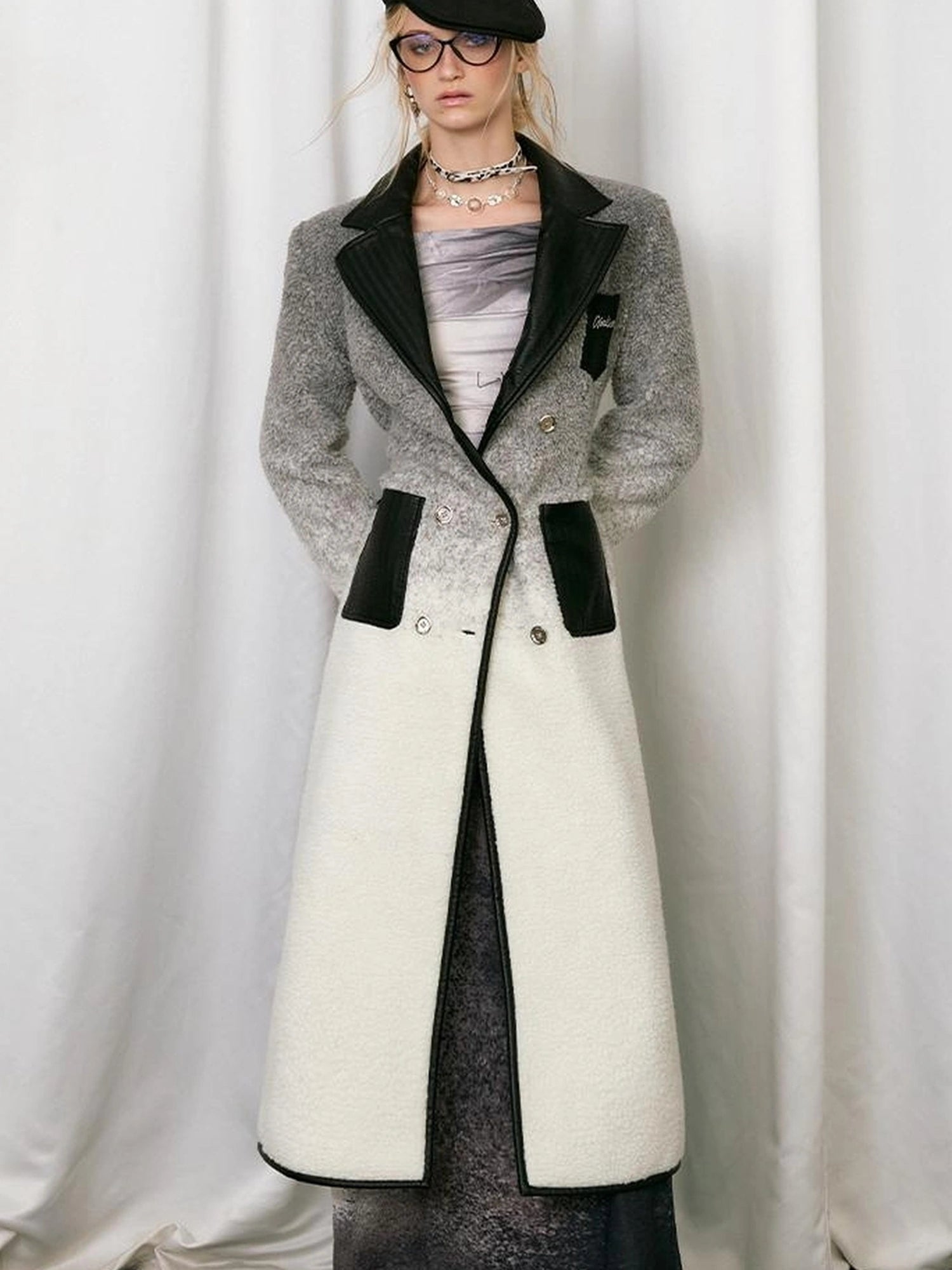 OfAkiva Gradient Quilted Wool Coat