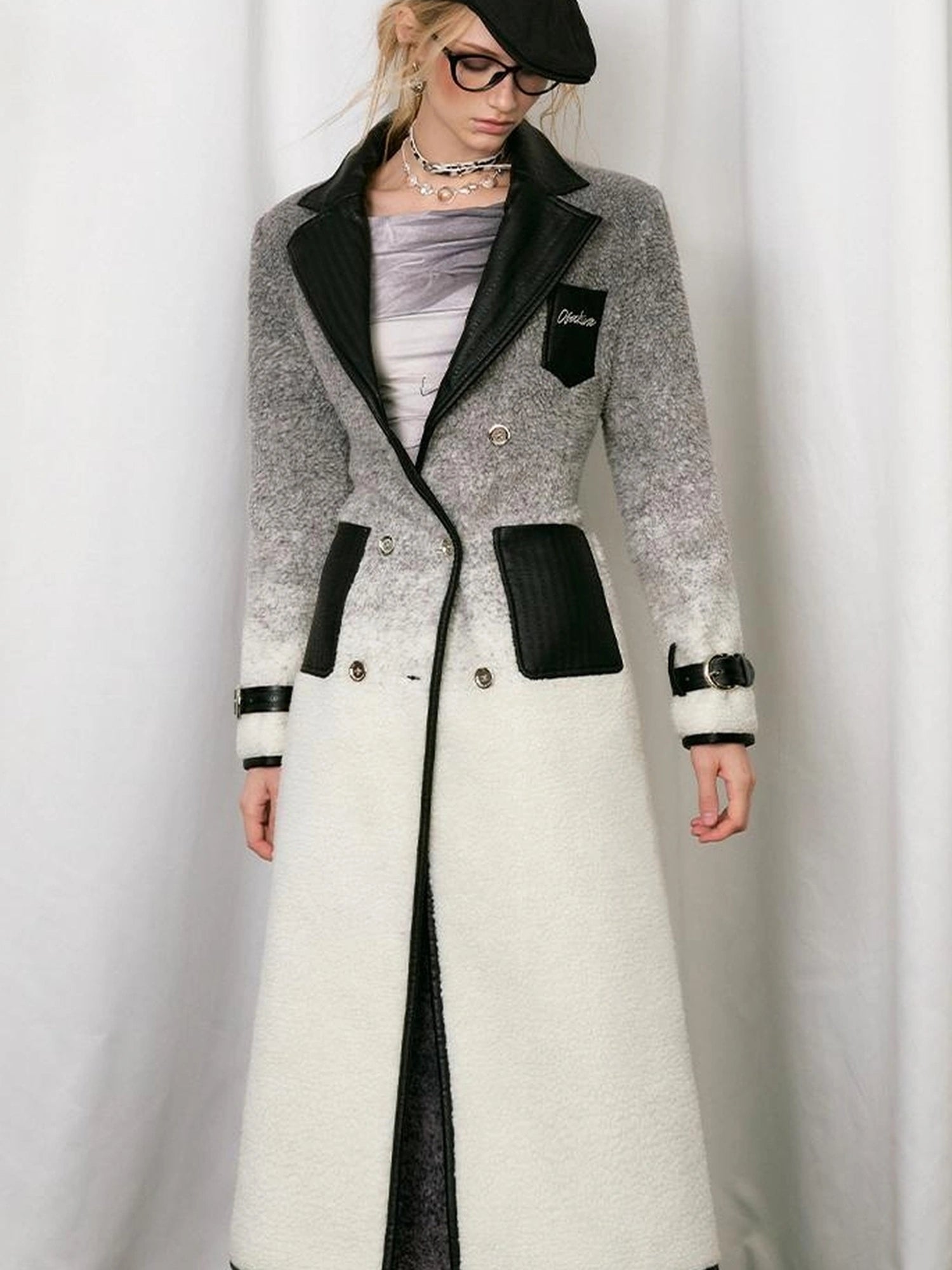 OfAkiva Gradient Quilted Wool Coat