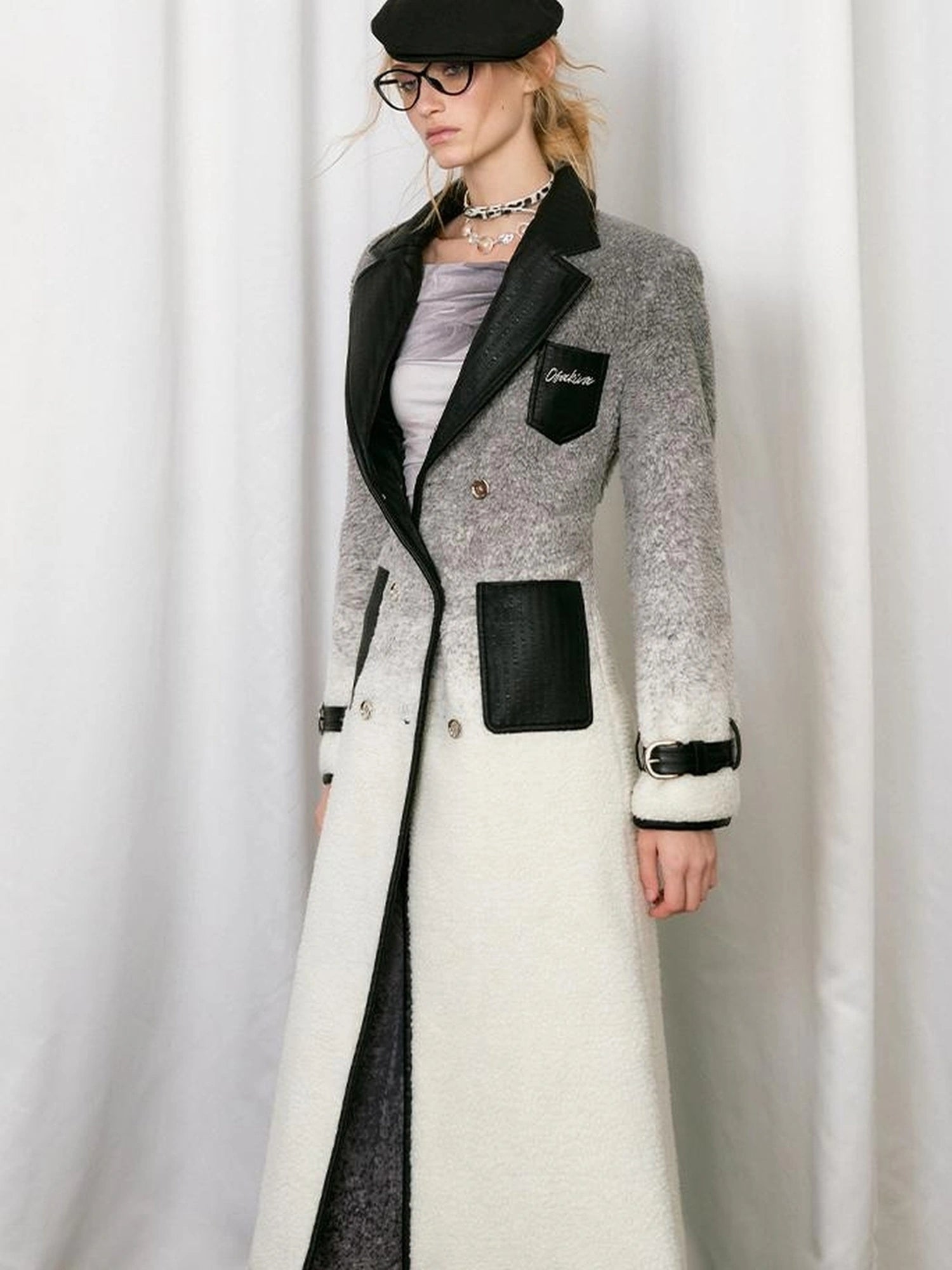 OfAkiva Gradient Quilted Wool Coat