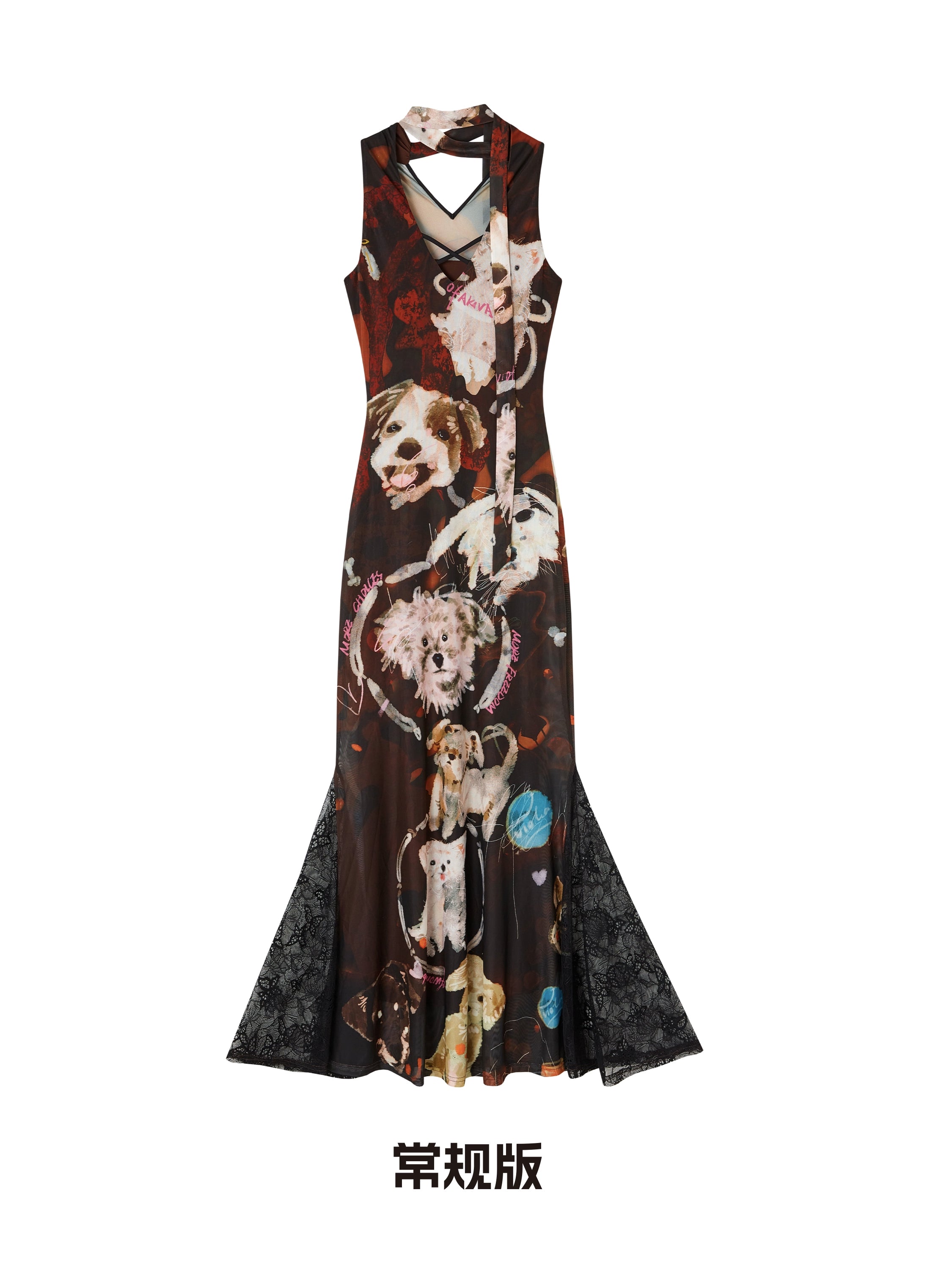 OfAkiva_Hand_Painted_Puppy_Love_Portrait_V-neck_T-shirt_Long_Sleeve_Dress_MISSTT