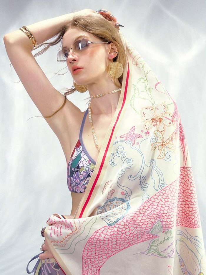 OfAkiva Hand Painted Vintage Print Women&