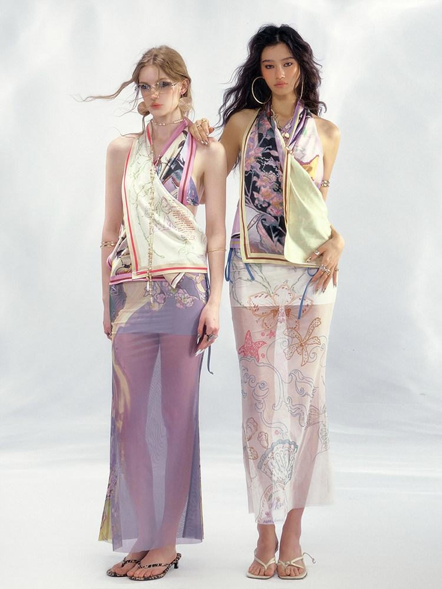 OfAkiva Hand Painted Vintage Print Women&