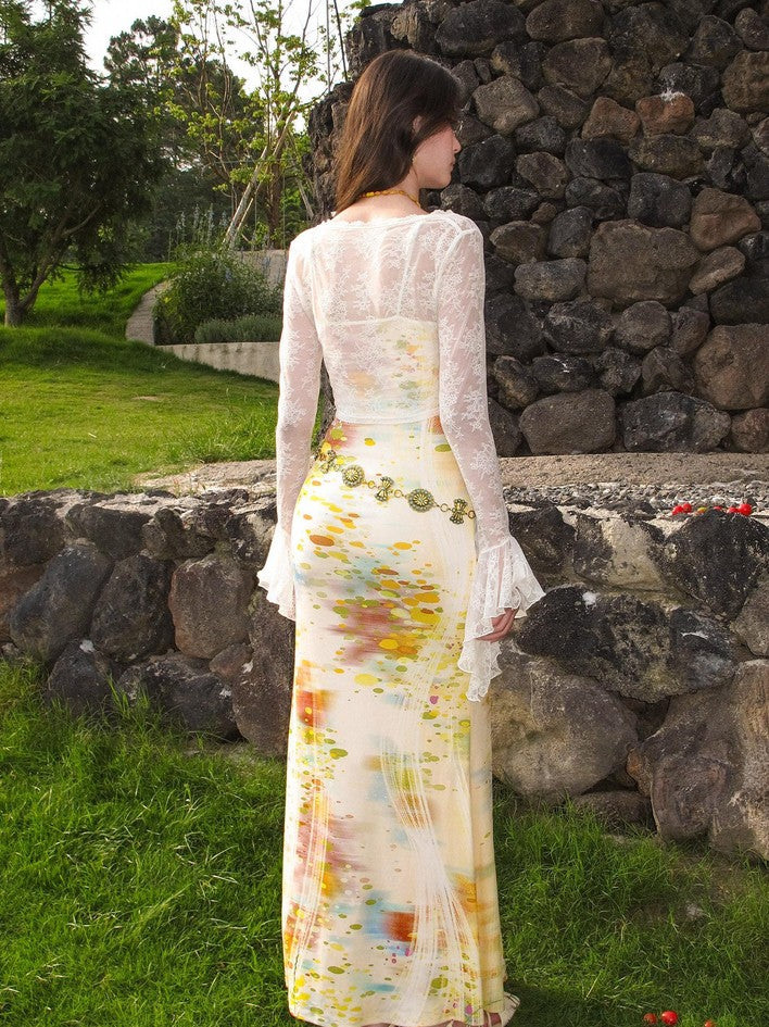 OfAkiva Impression Print Lace Splice Women&