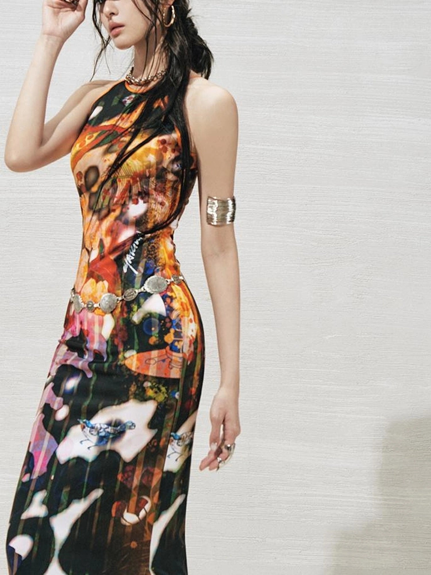 OfAkiva Luna Floral Slit Maxi Dress