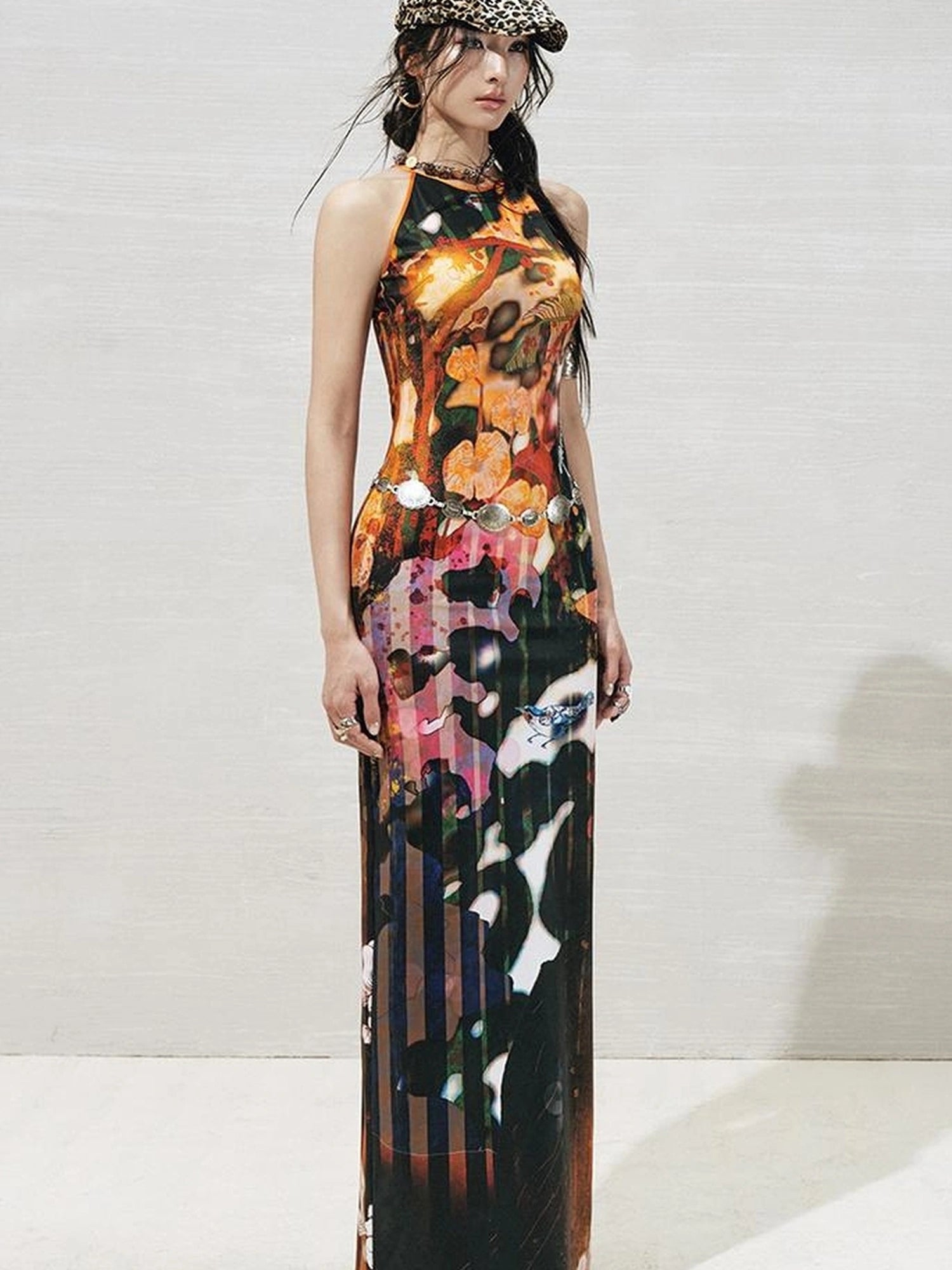 OfAkiva Luna Floral Slit Maxi Dress