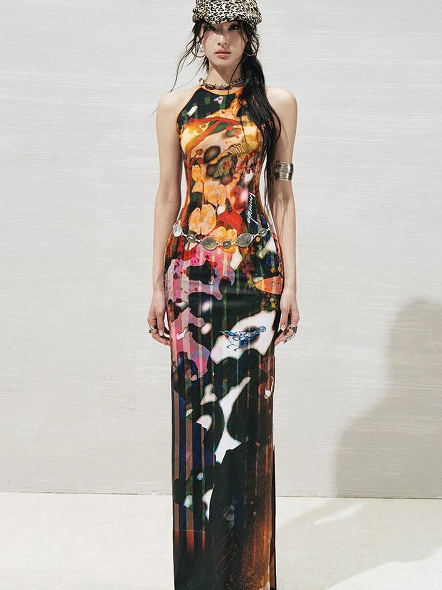 OfAkiva Luna Floral Slit Maxi Dress