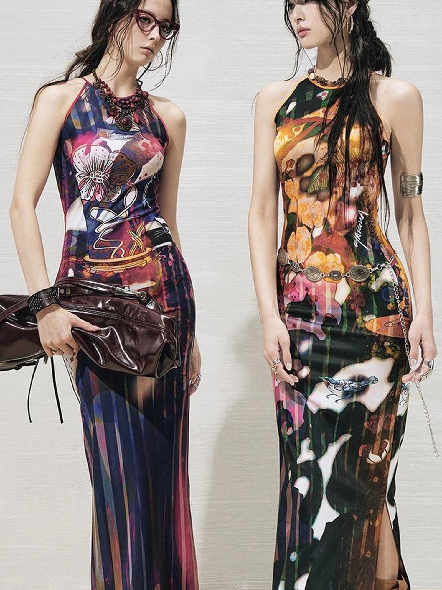 OfAkiva Luna Floral Slit Maxi Dress