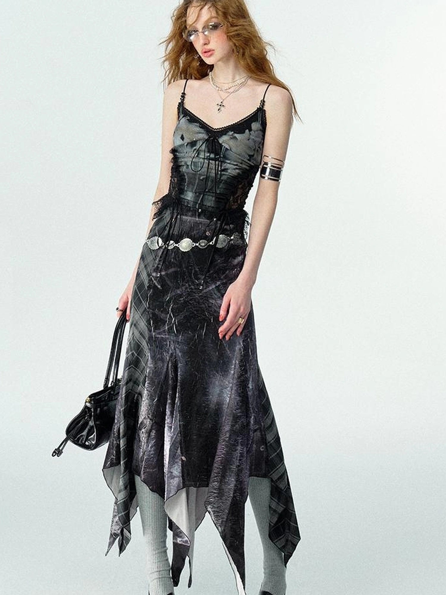 Mint Mambo Lace Trimmed Print Camisole With Beaded Details