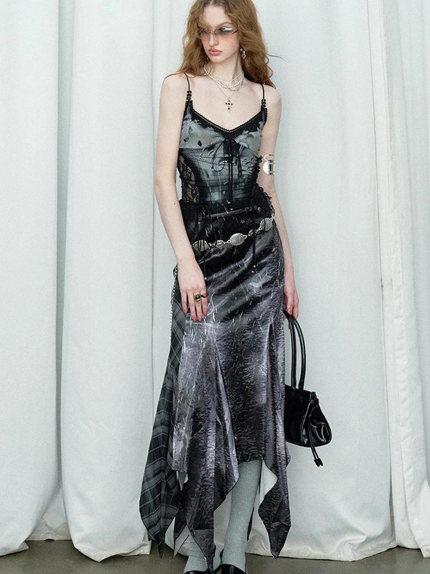 Mint Mambo Lace Trimmed Print Camisole With Beaded Details