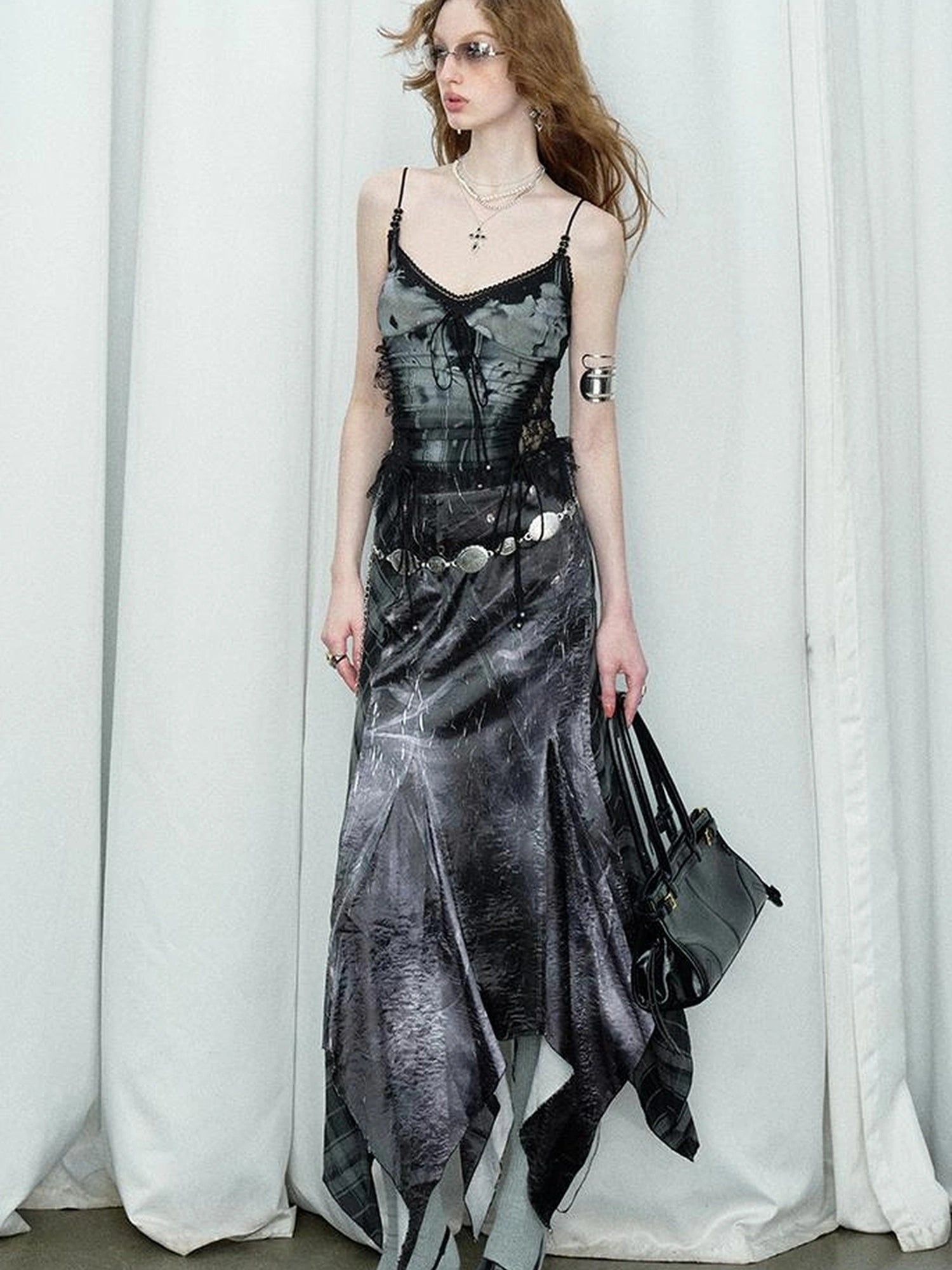 Mint Mambo Lace Trimmed Print Camisole With Beaded Details